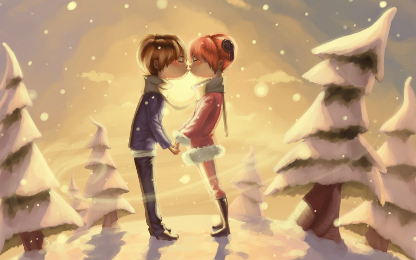 Мальчик и девочка в лесу