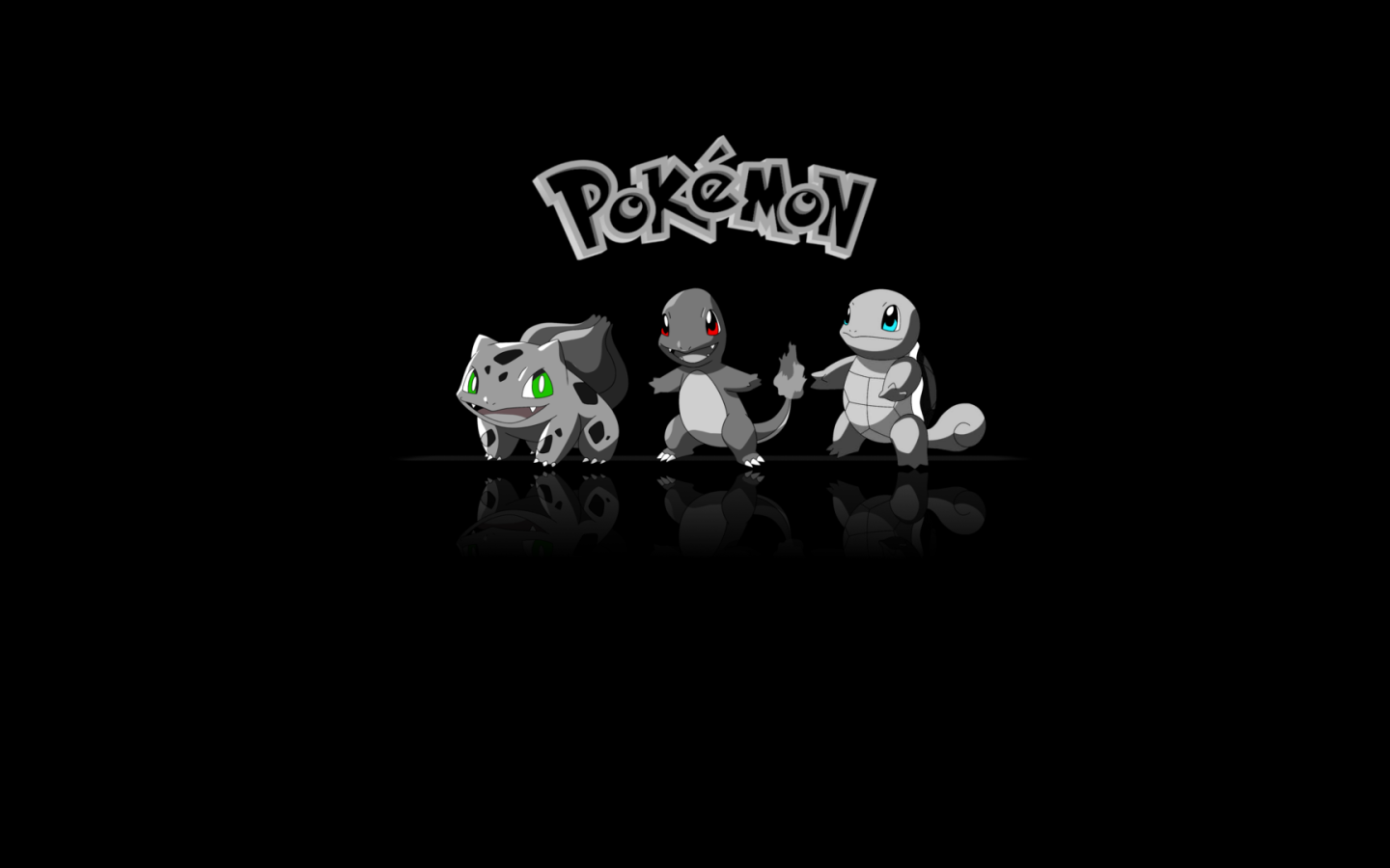 Серые покемоны на черном фоне