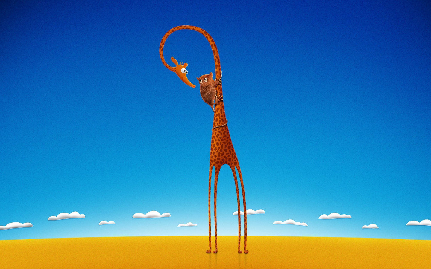 Лемур на шее жирафа, мультфильм