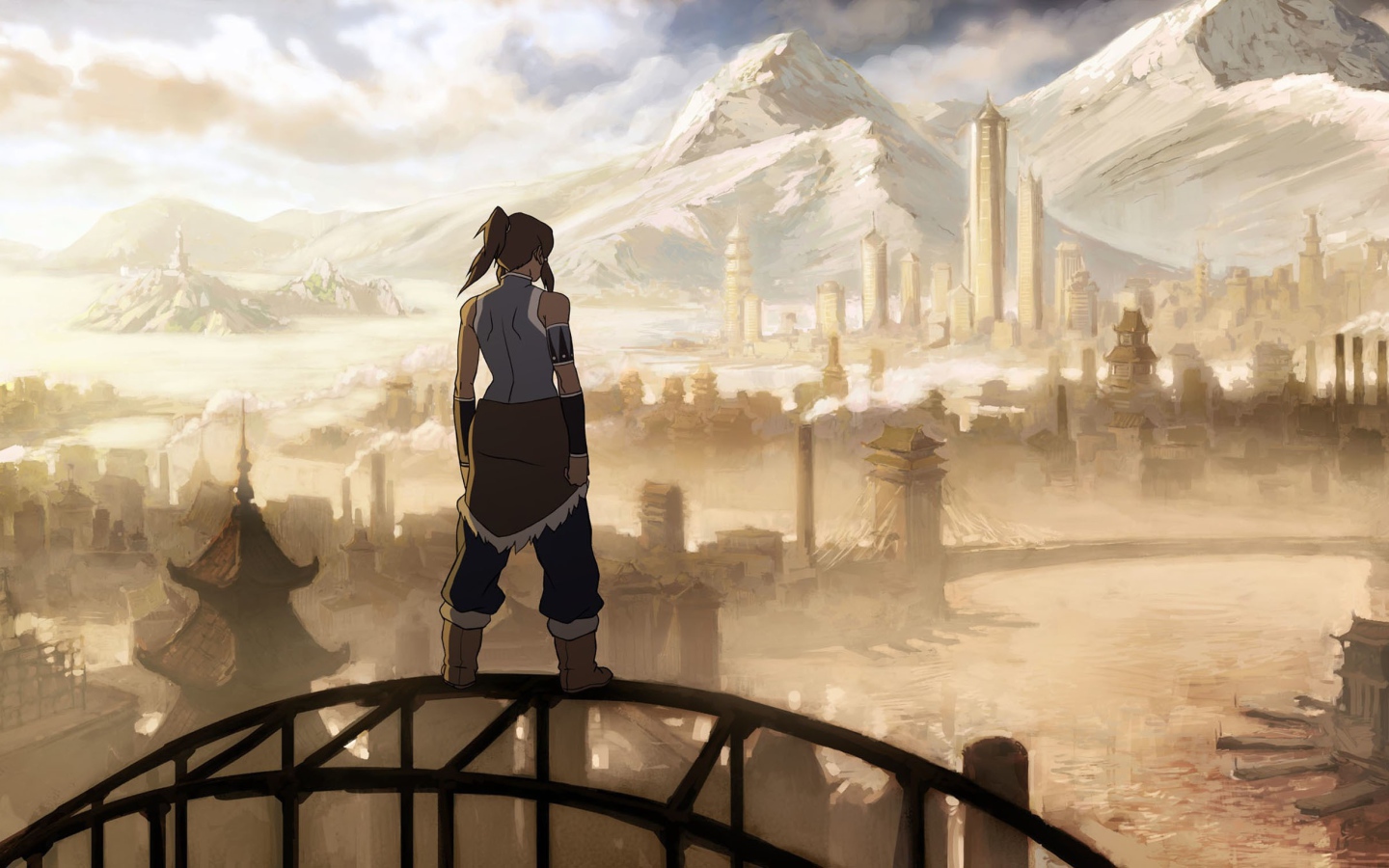Девушка смотрит на город, мультфильм Легенда о Корре