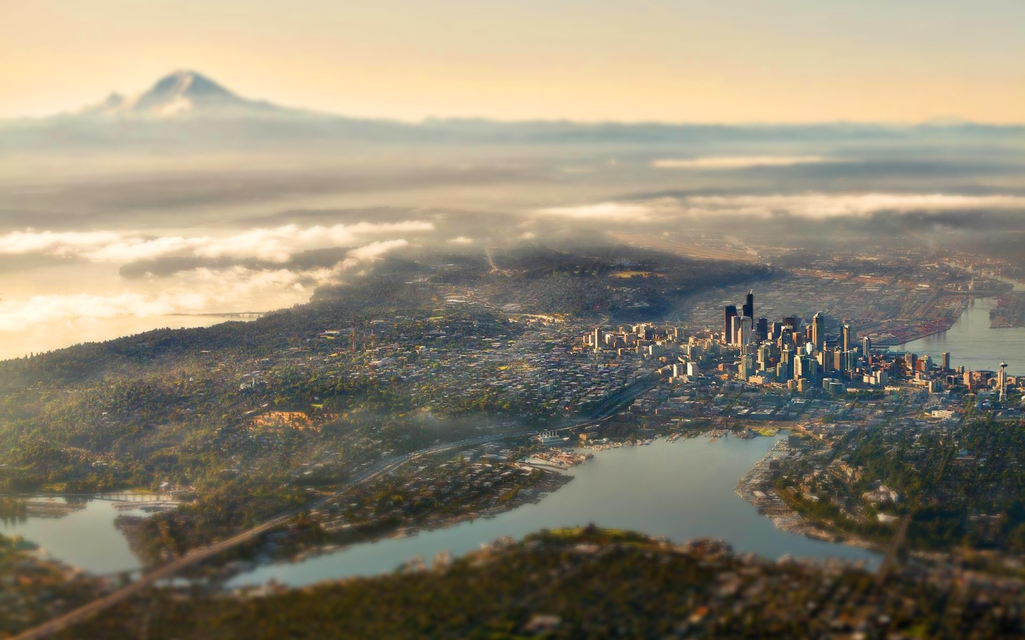 Панорама города Сиэтл с высоты