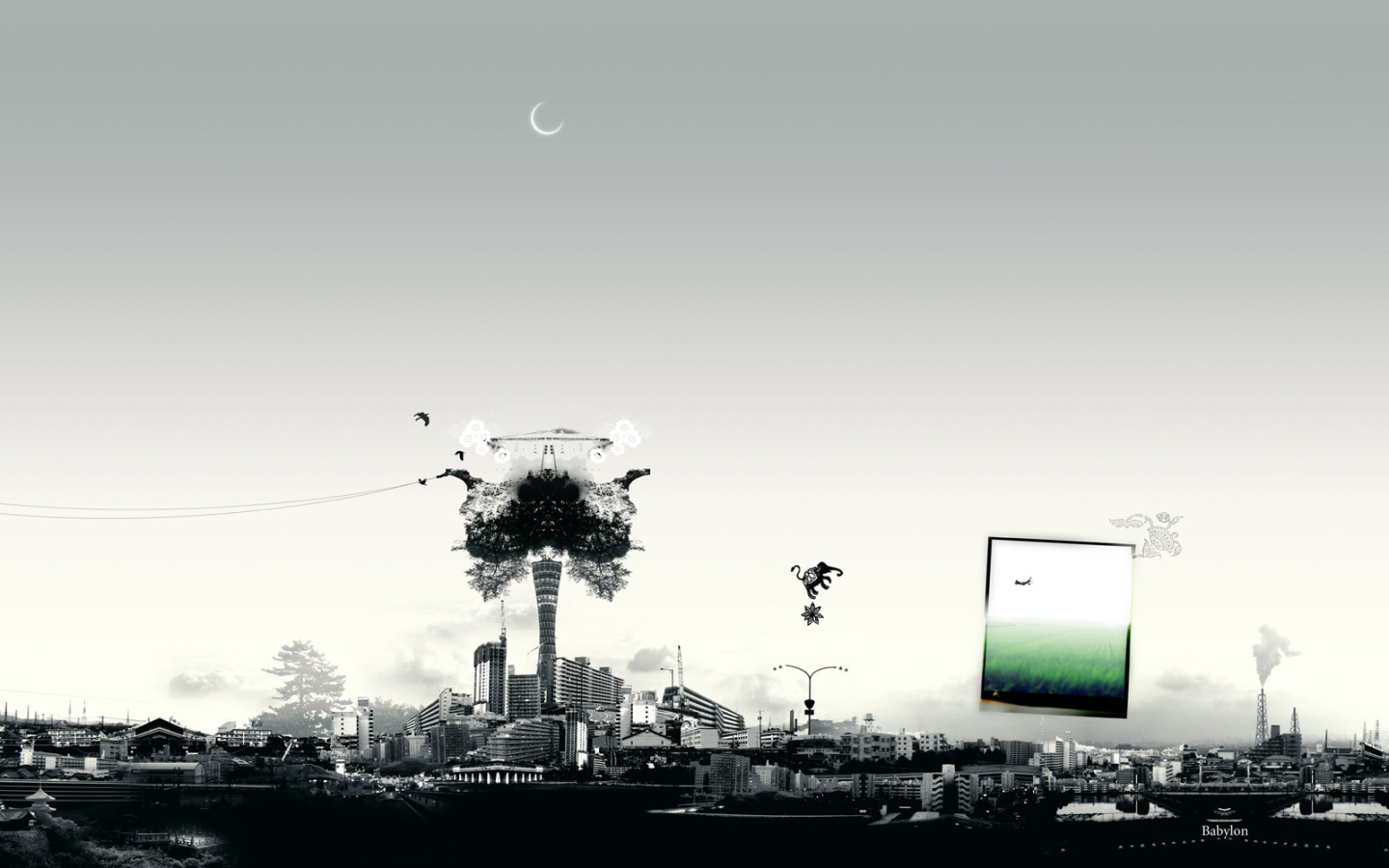 Летающий слон над городом