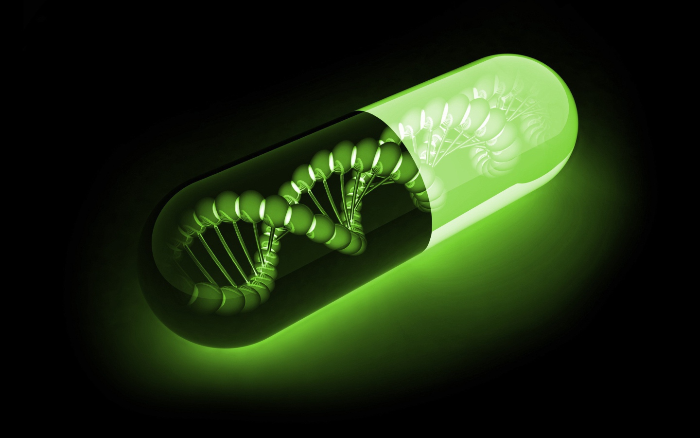 Зеленая ДНК, черный фон