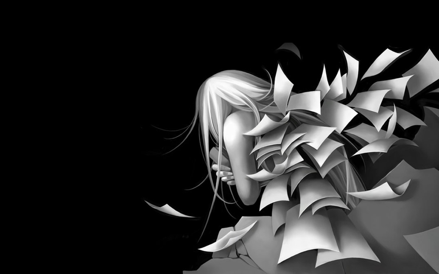 Листы бумаги на черном фоне