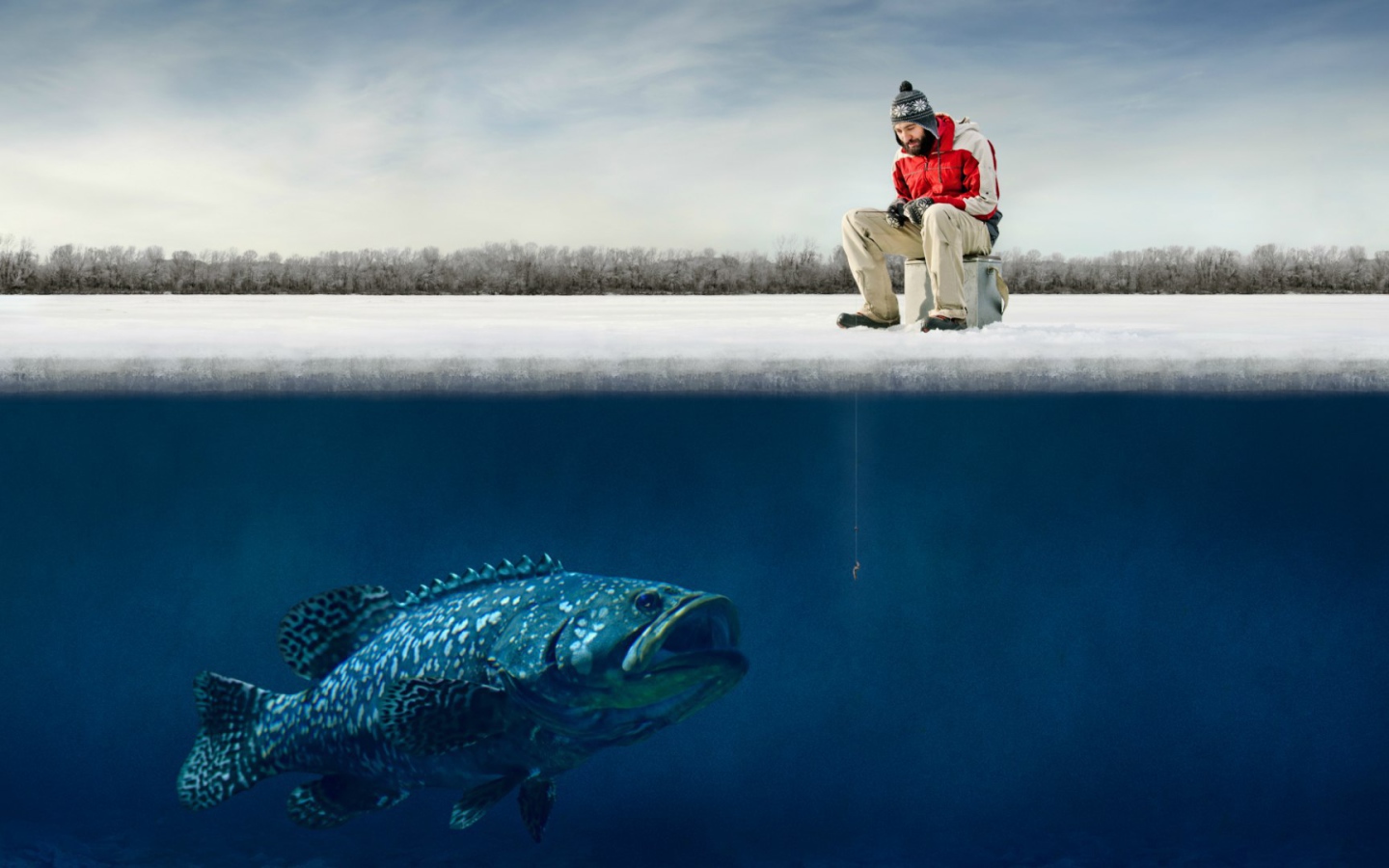 Зимняя рыбалка на озере