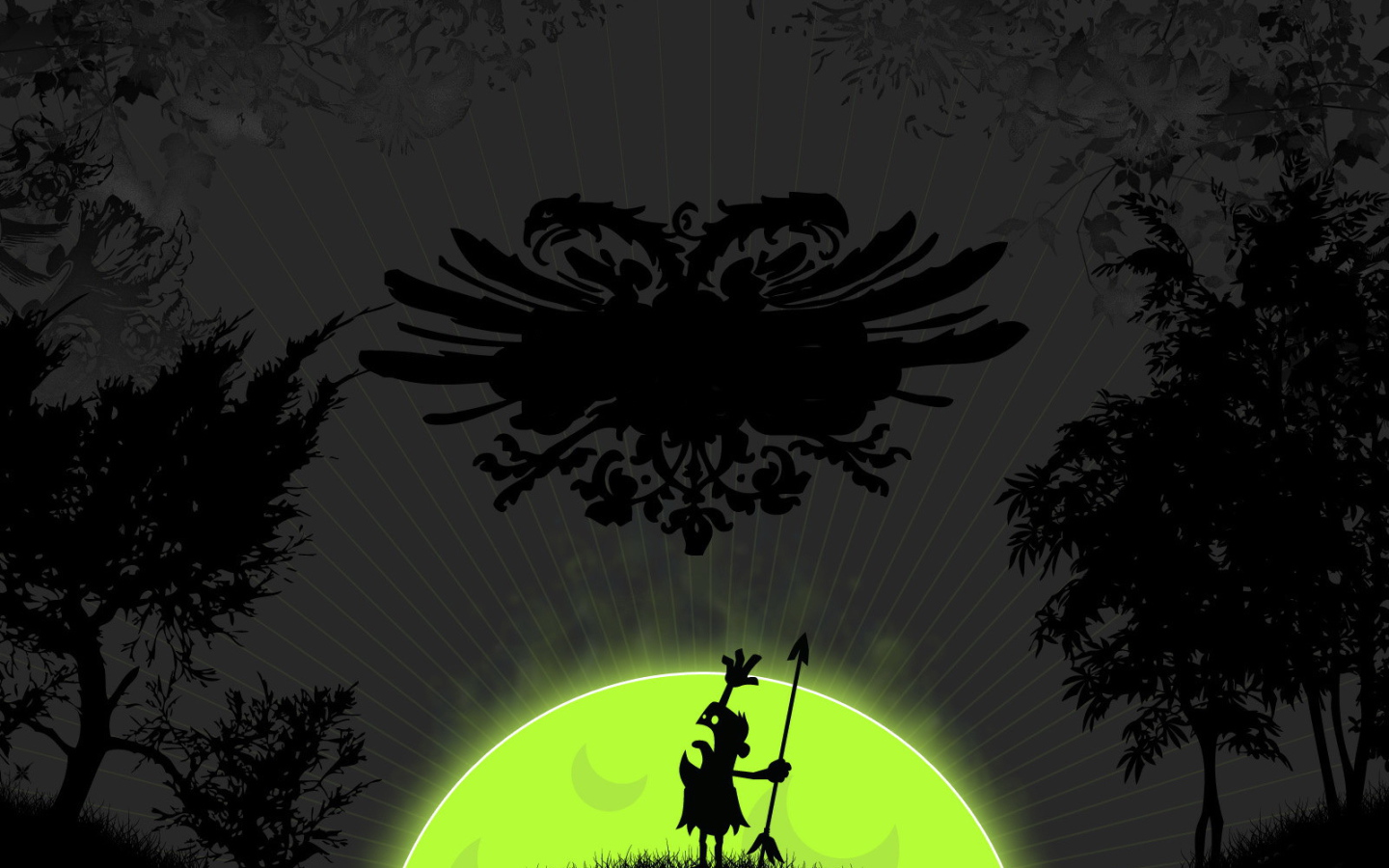 Абориген с копьем под рисунком