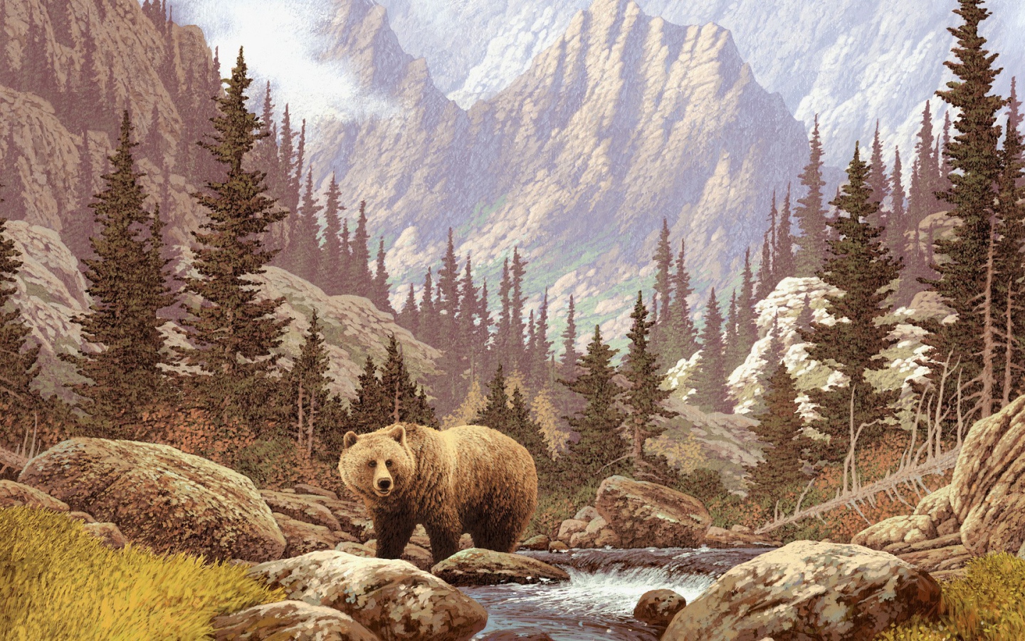 Бурый медведь на картине