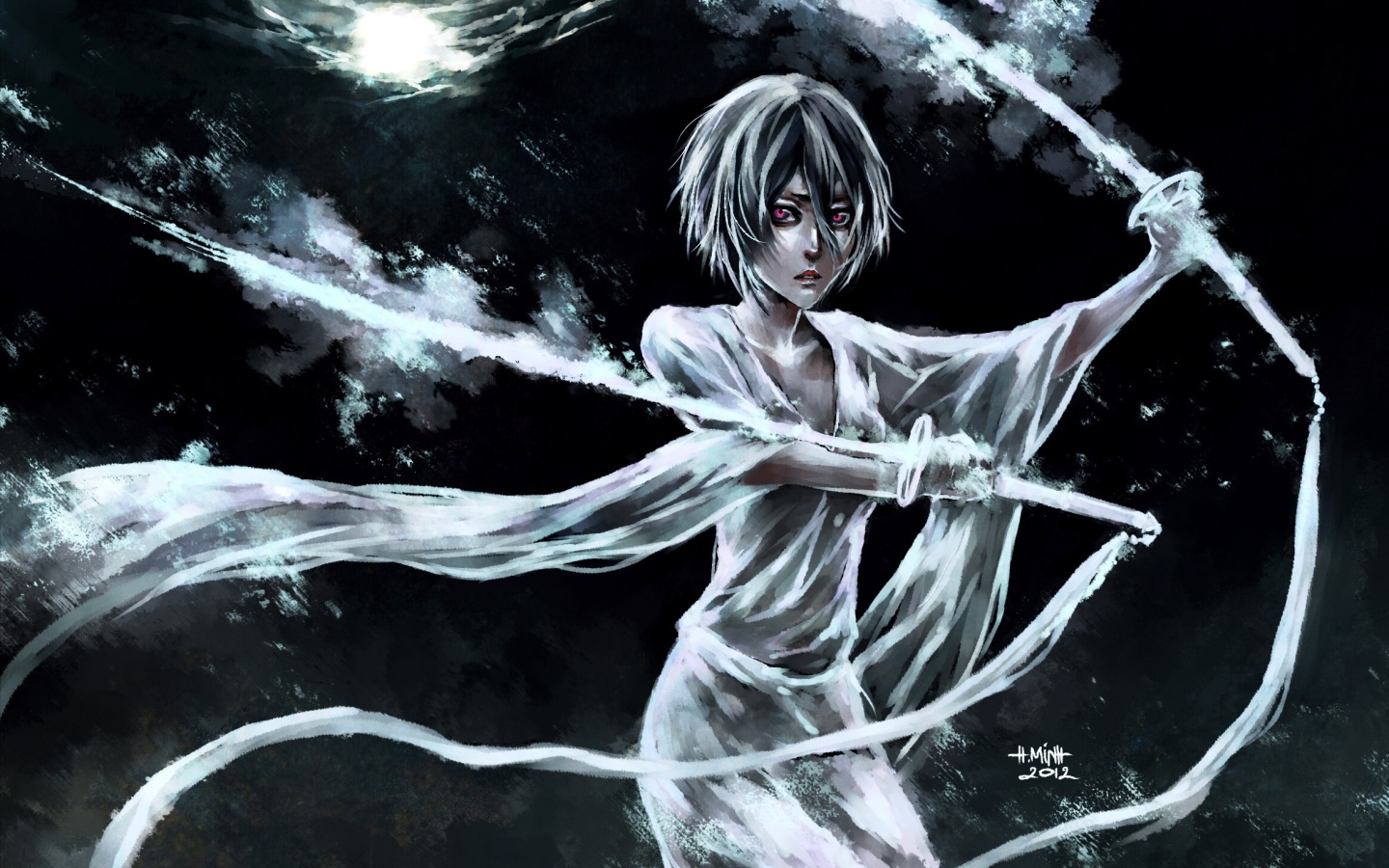 Катаны из белого пламени, художник NanFe