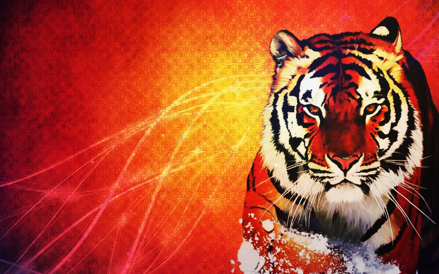 Оранжевый тигр на оранжевом фоне