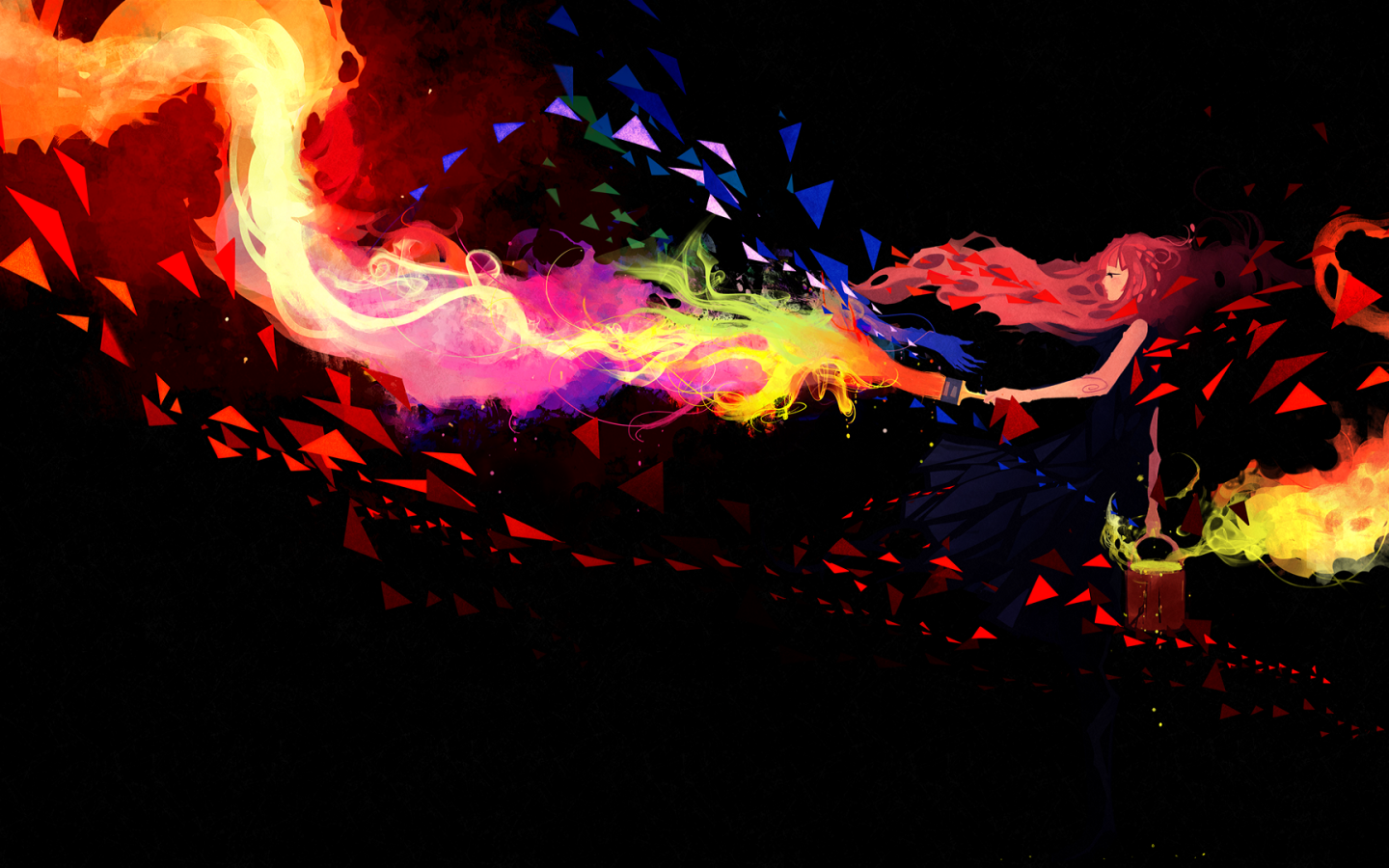 Девушка рисует красками, арт