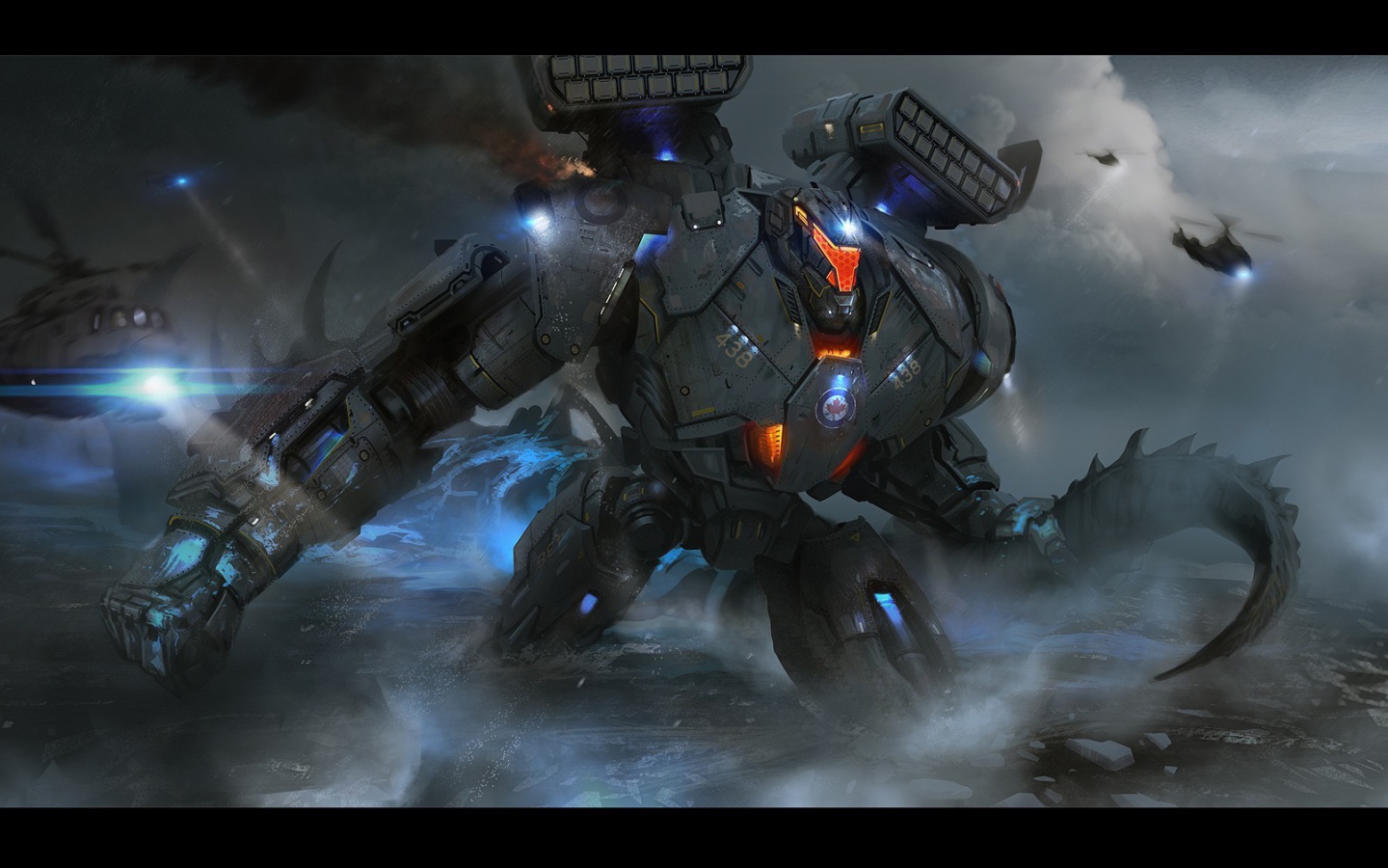 Огромный мех робот в море