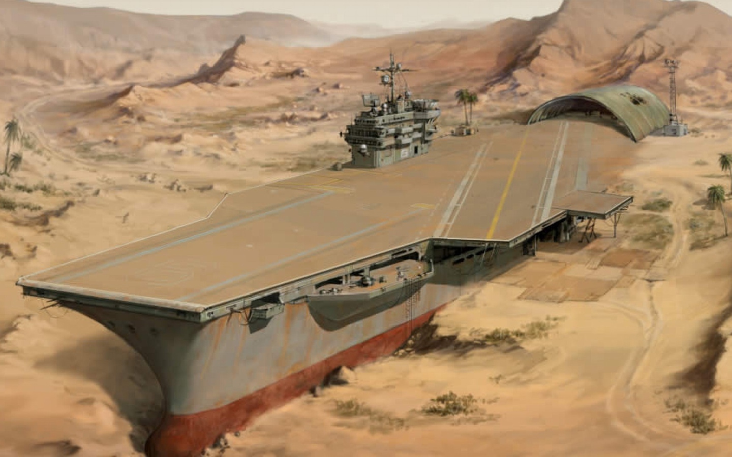 Авианосец в пустыне после засухи