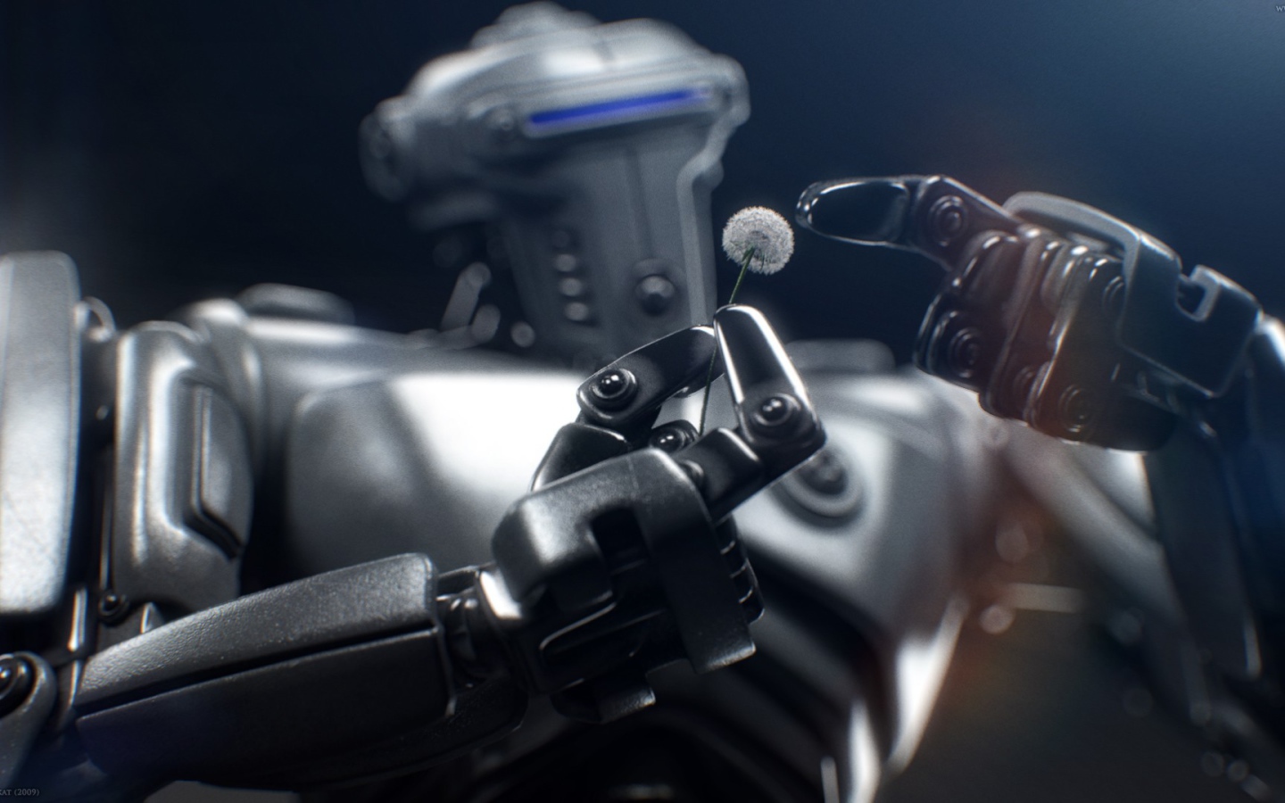 Одуванчик в руке робота