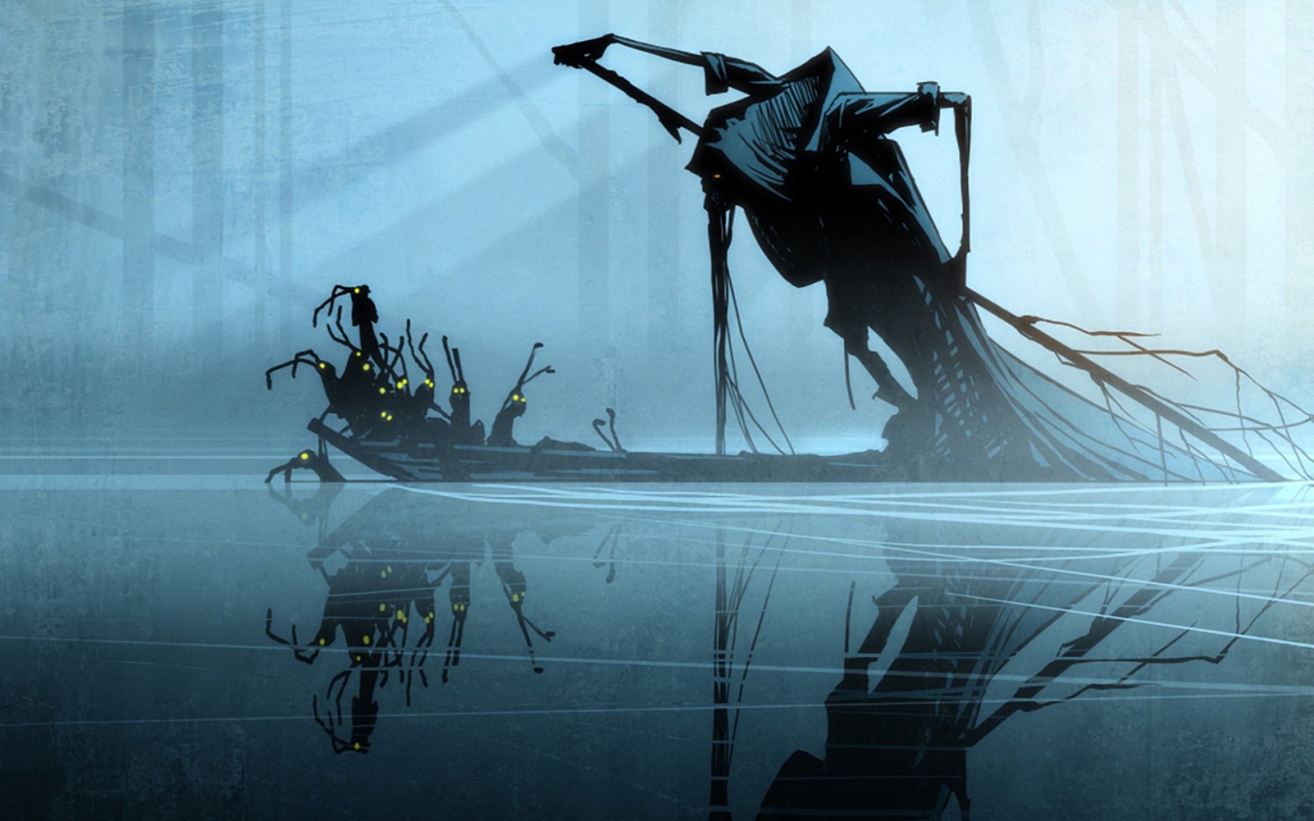 Смерть с помощниками на лодке