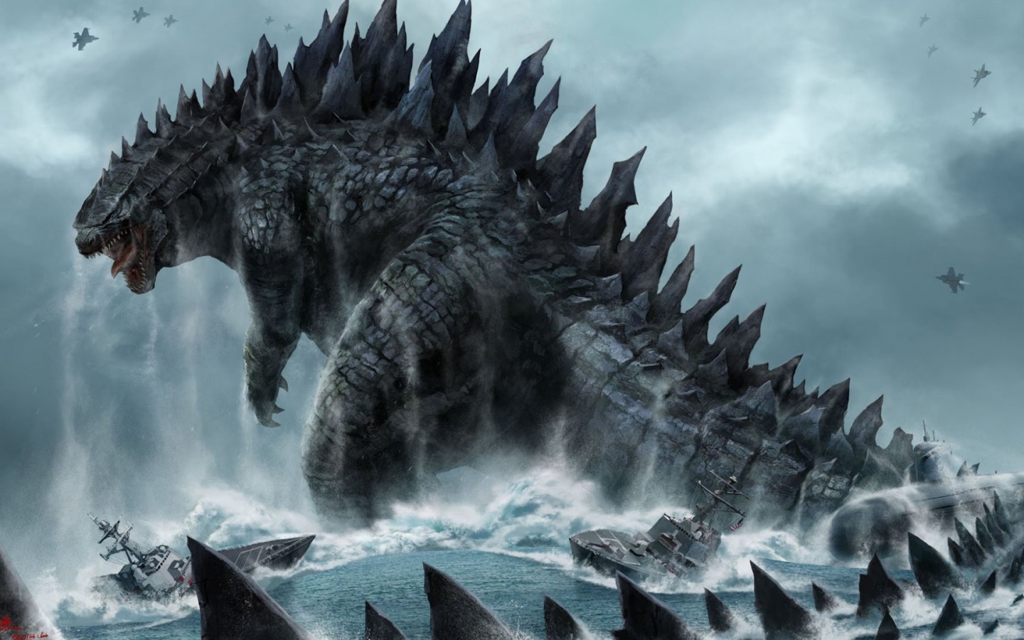 Годзила бушует в море