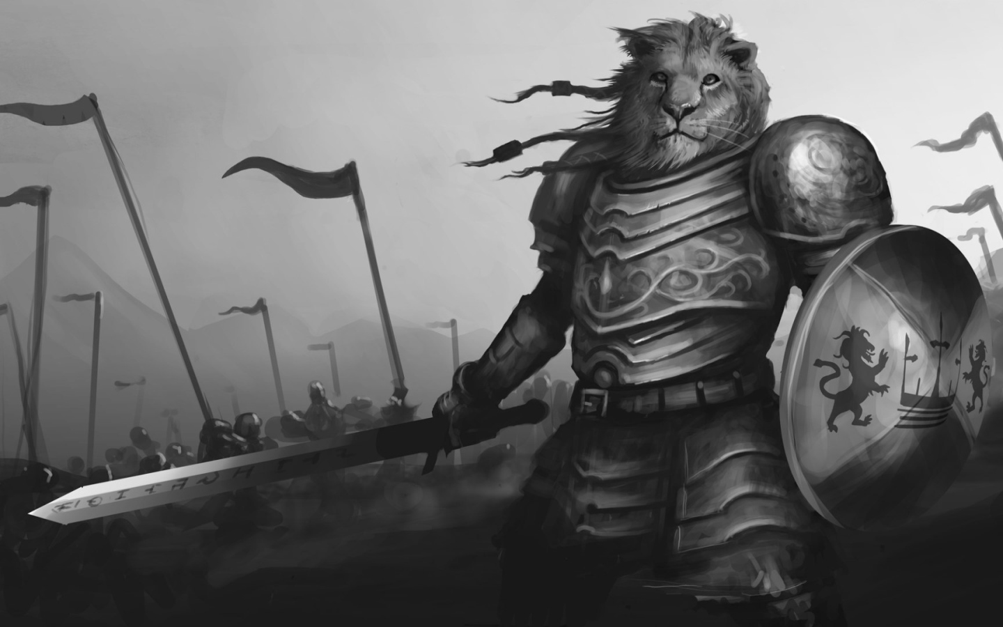 Лев в рыцарских доспехах