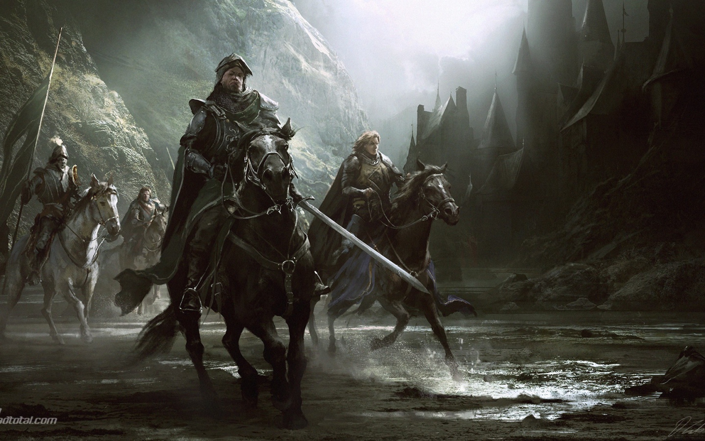 Всадники на лошадях в ущелье