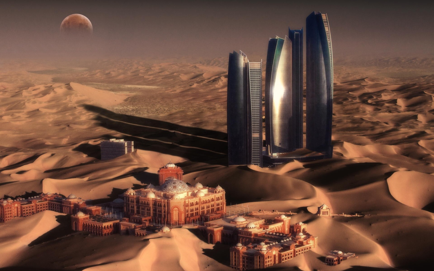 Небоскребы в песках пустыни