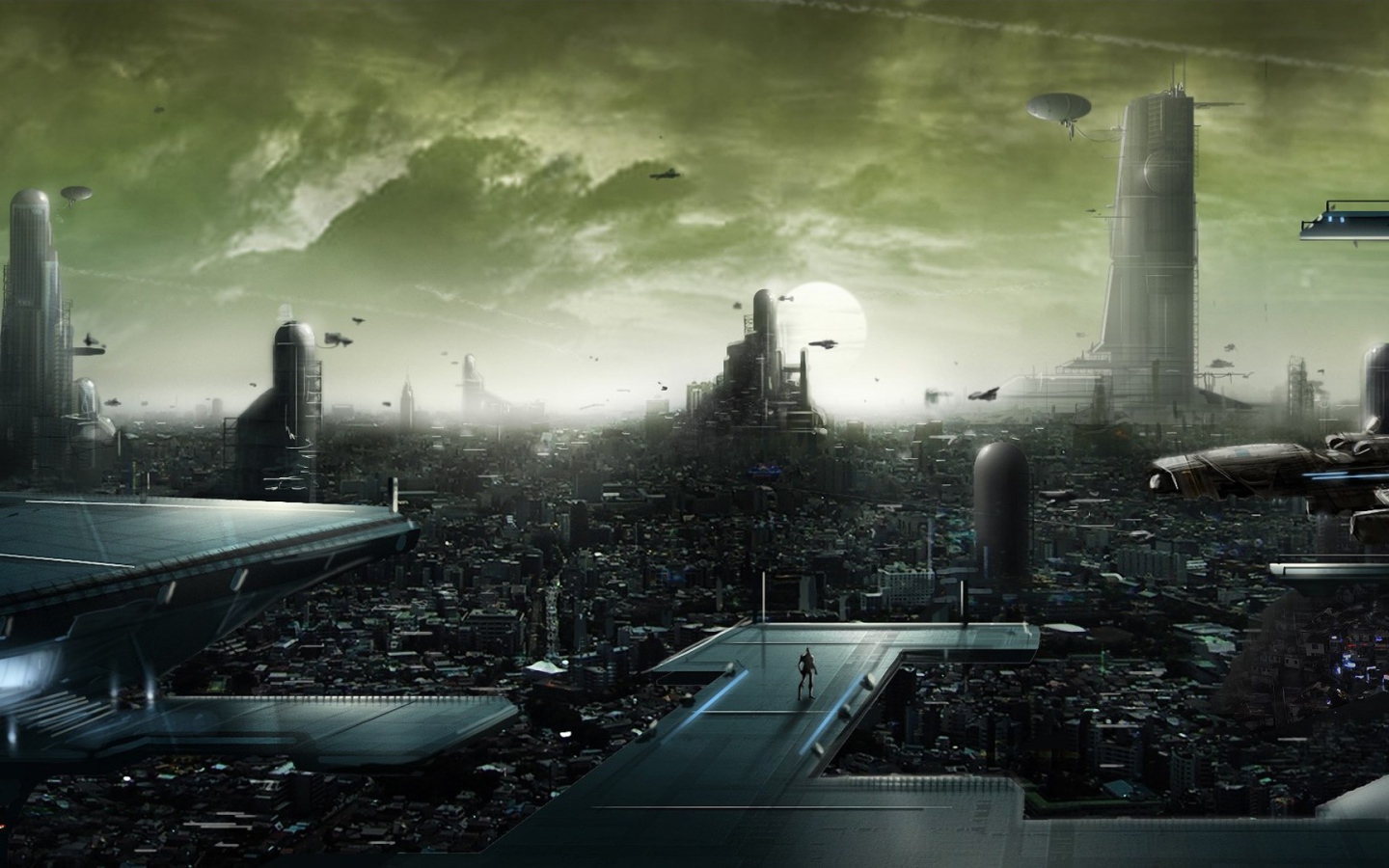 Технологичный город в будущем