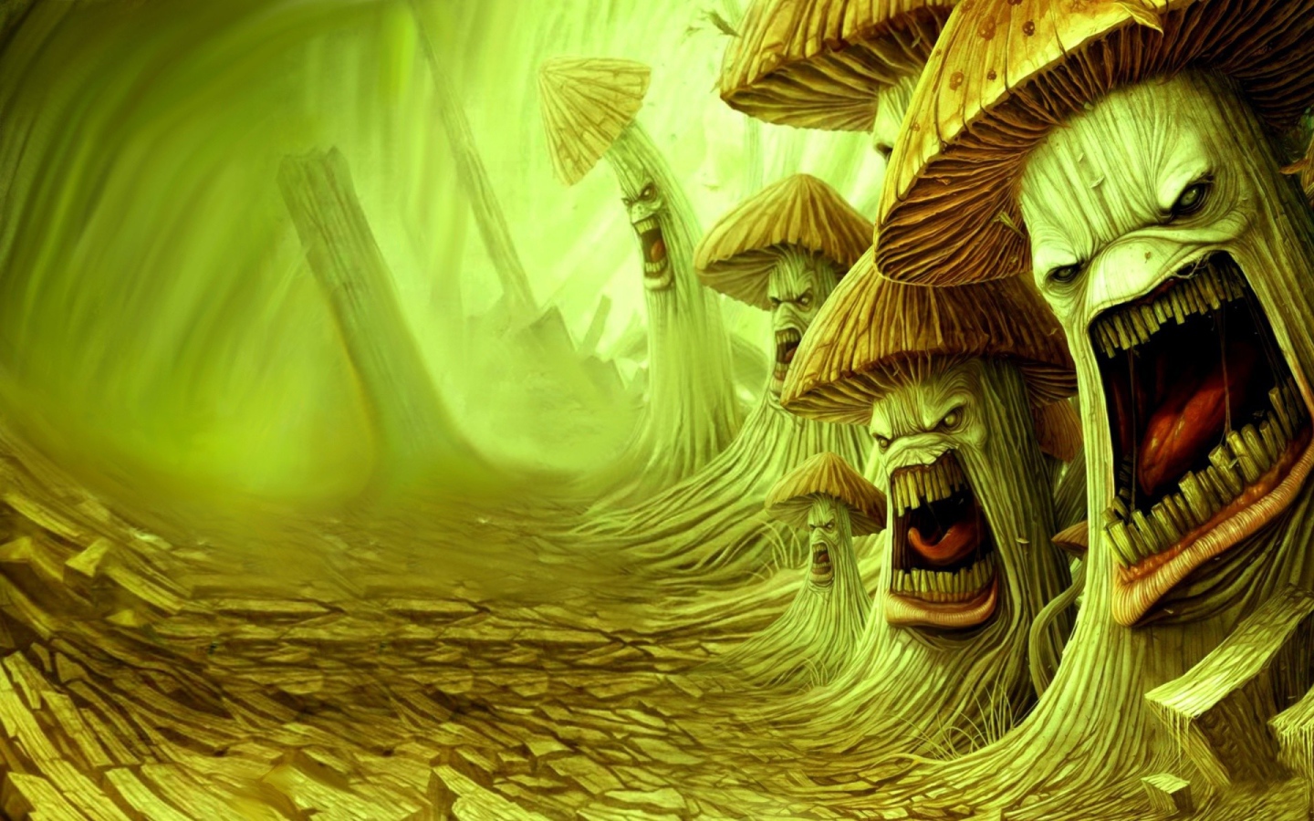 Зубастые грибы у дороги