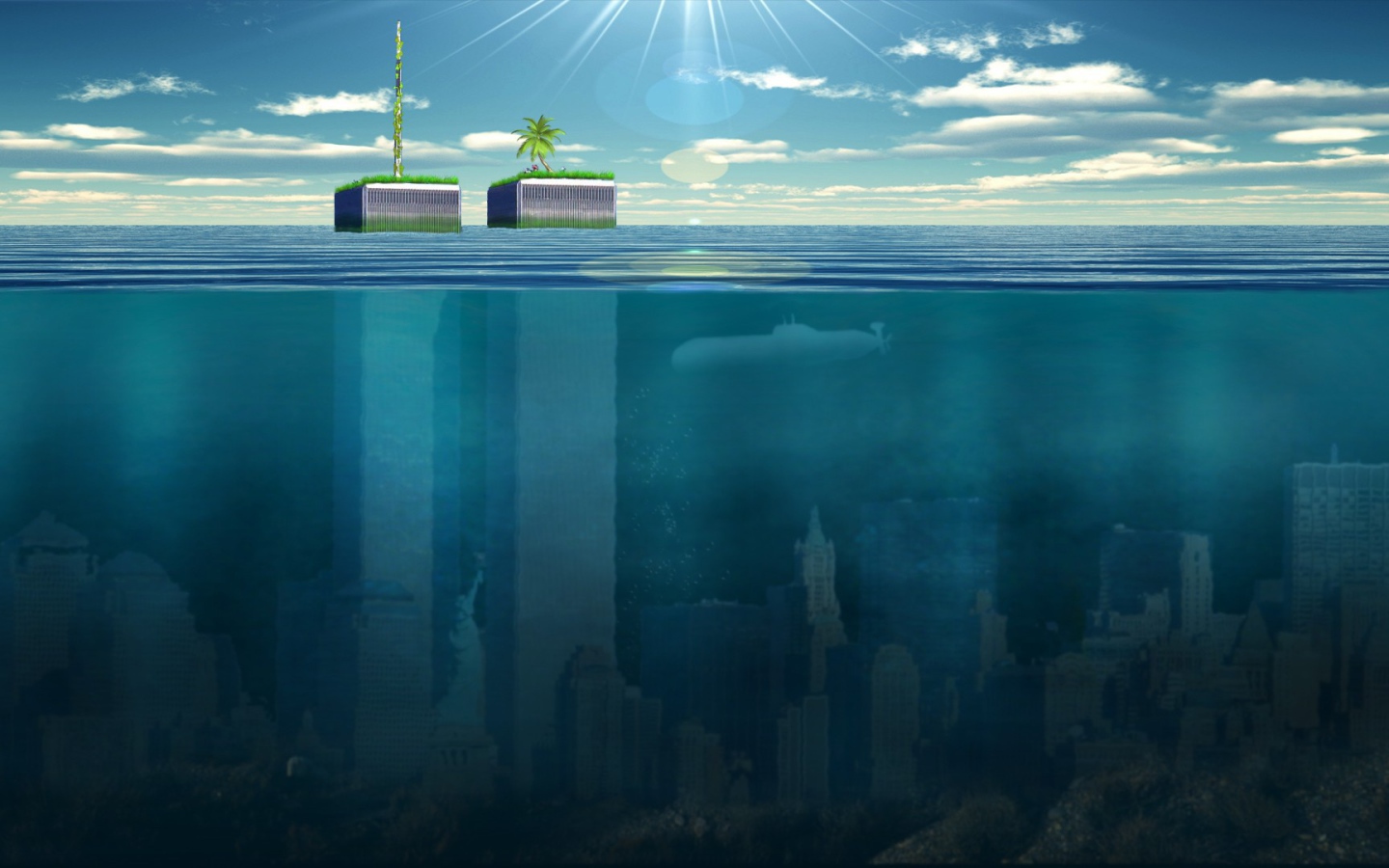 Башни Нью-Йорка ушли под воду