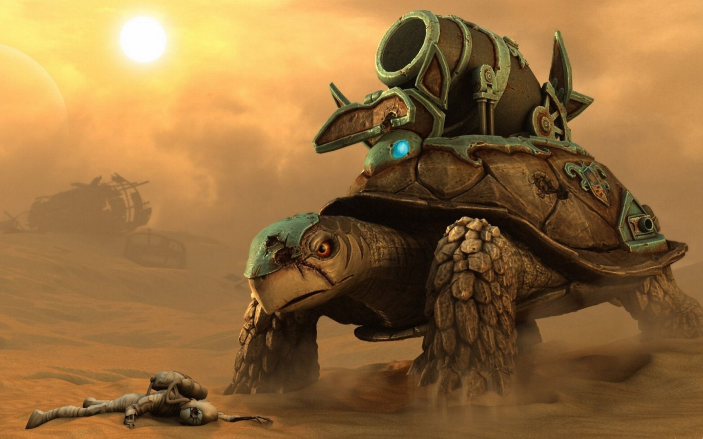 Черепаха с оружием на панцире, фэнтези