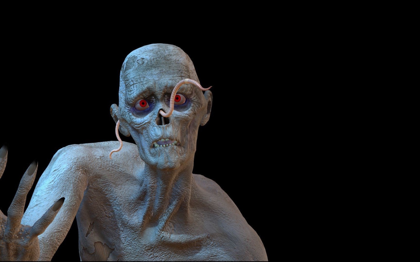 Червяк на лице зомби