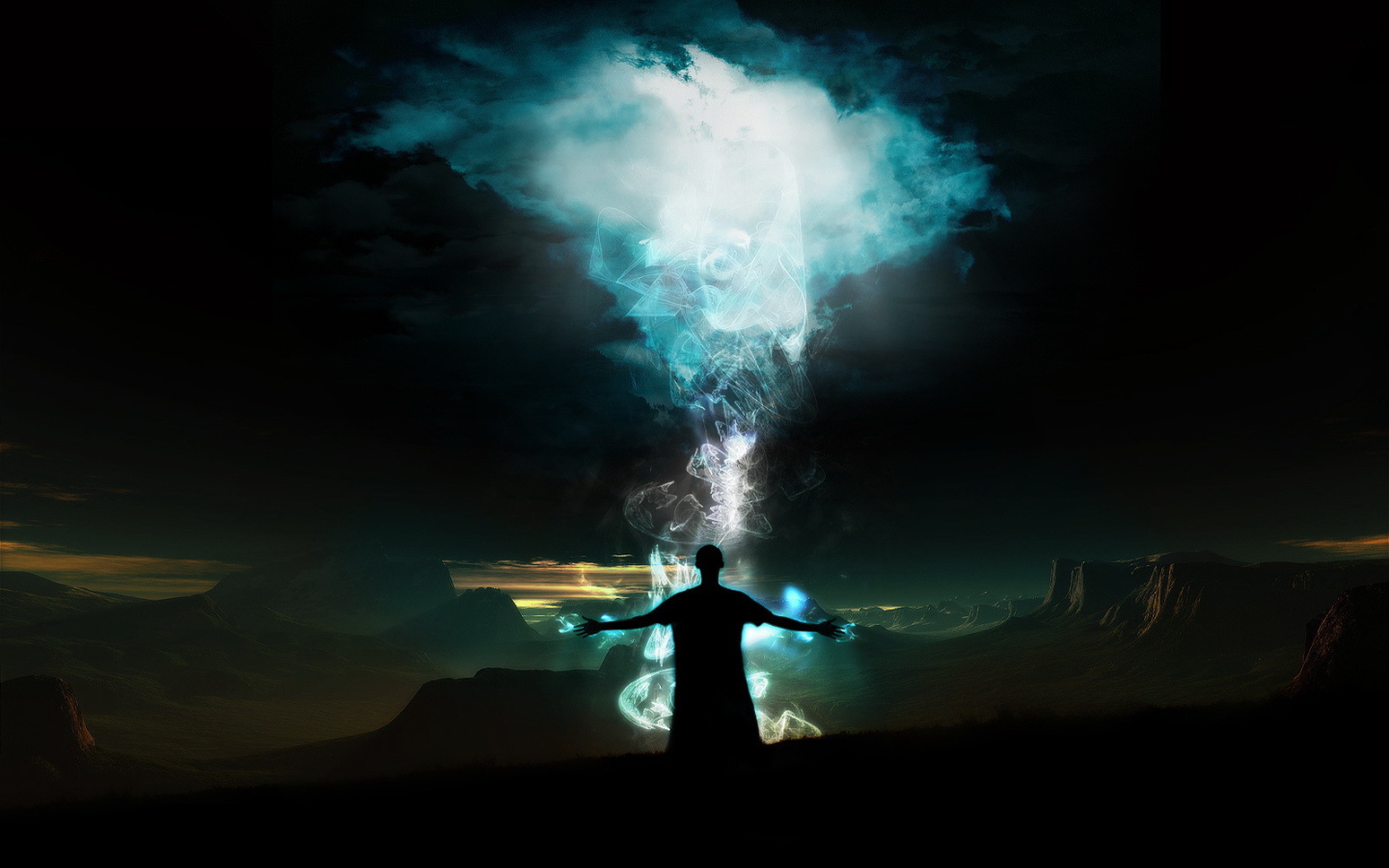 Колдун около магического костра