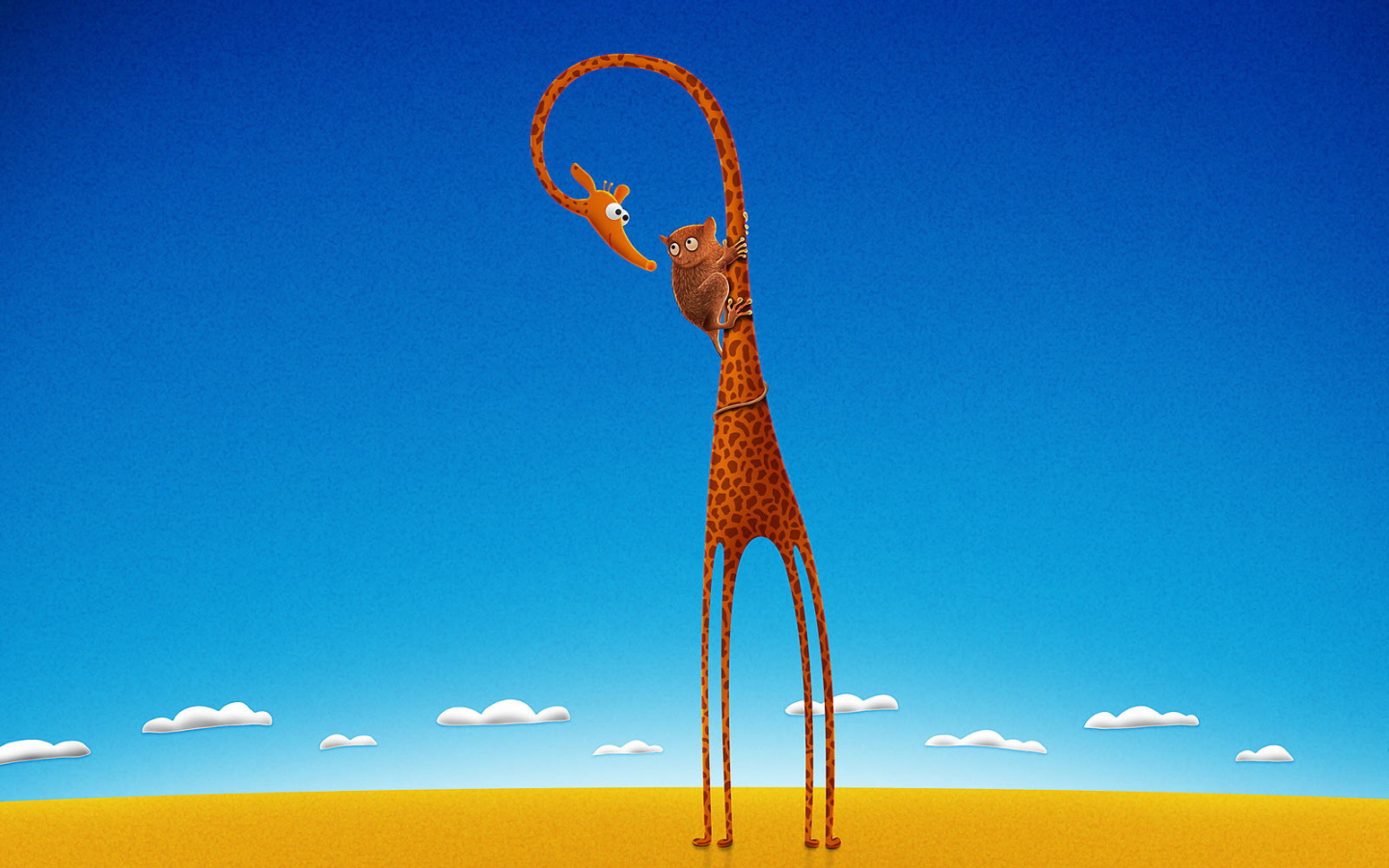 Обезьяна на жирафе