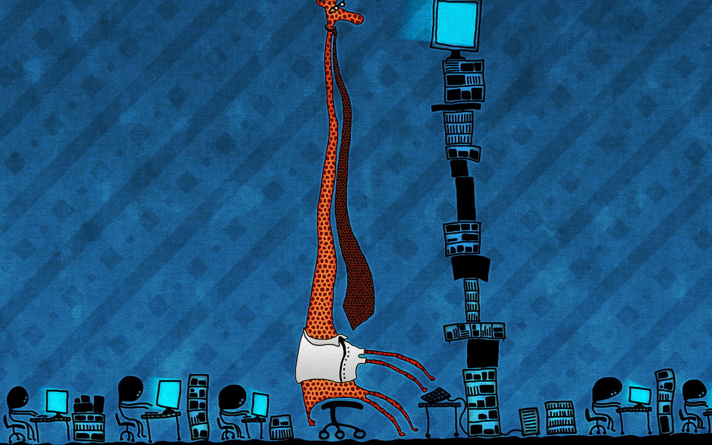 Жираф за компьютером