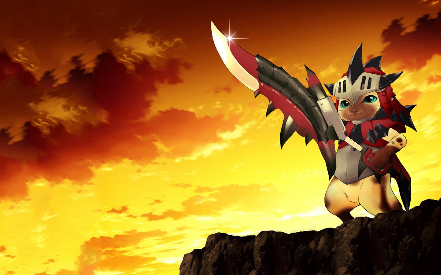 Кот воин, игра Monster Hunter