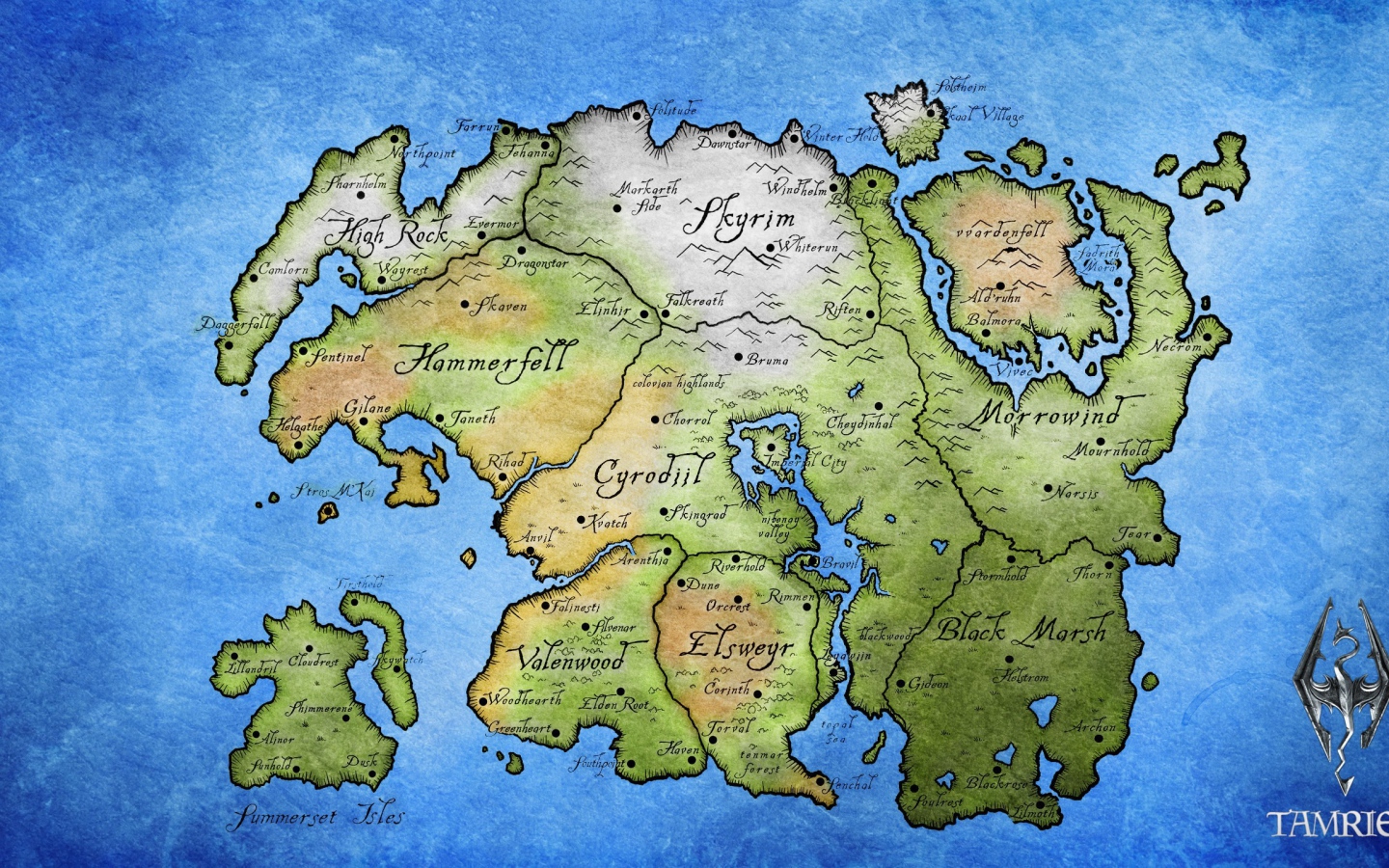 Карта Тамриэль в игре Elder Scrolls