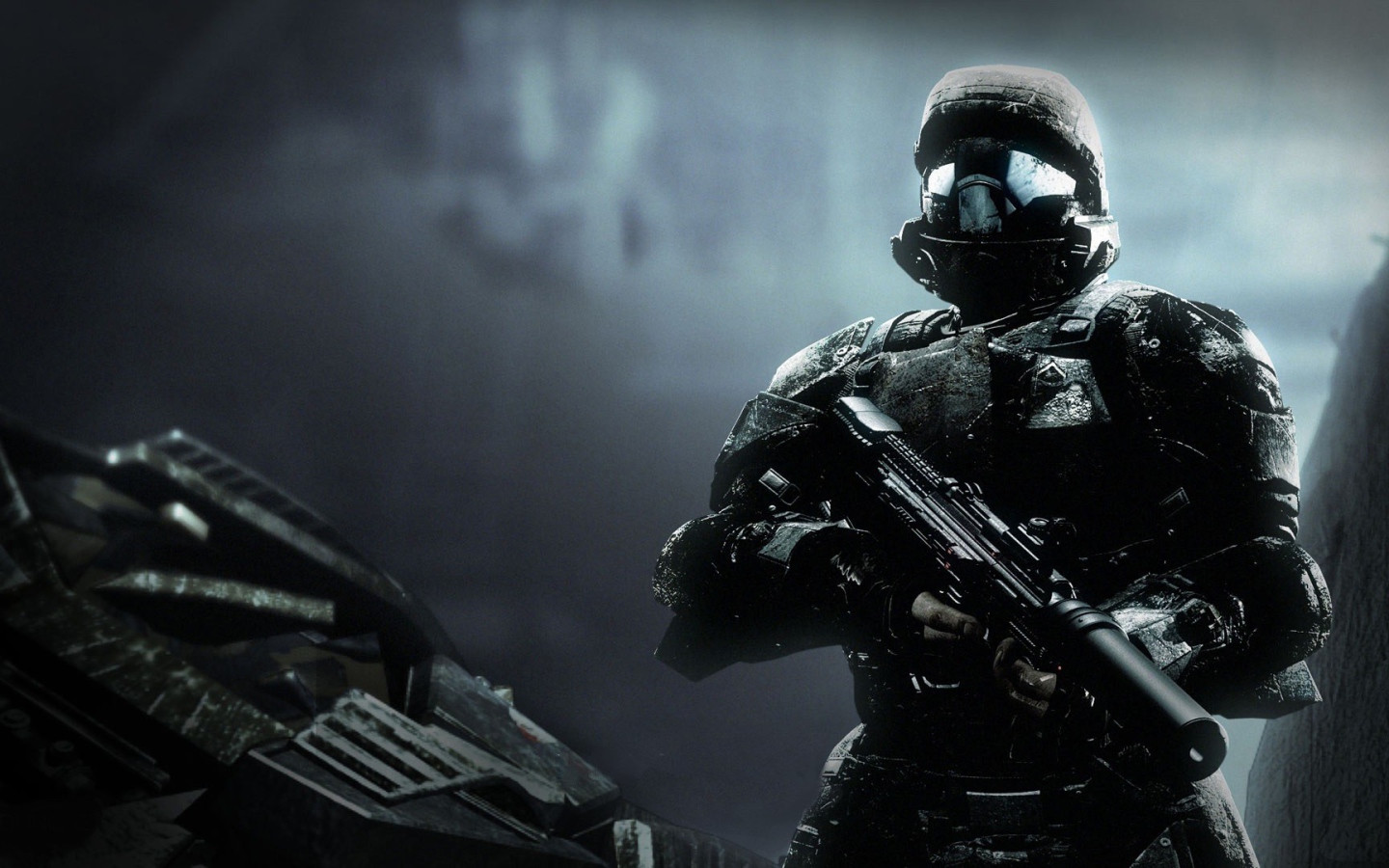 Солдат с оружием в игре Halo 3 ODST