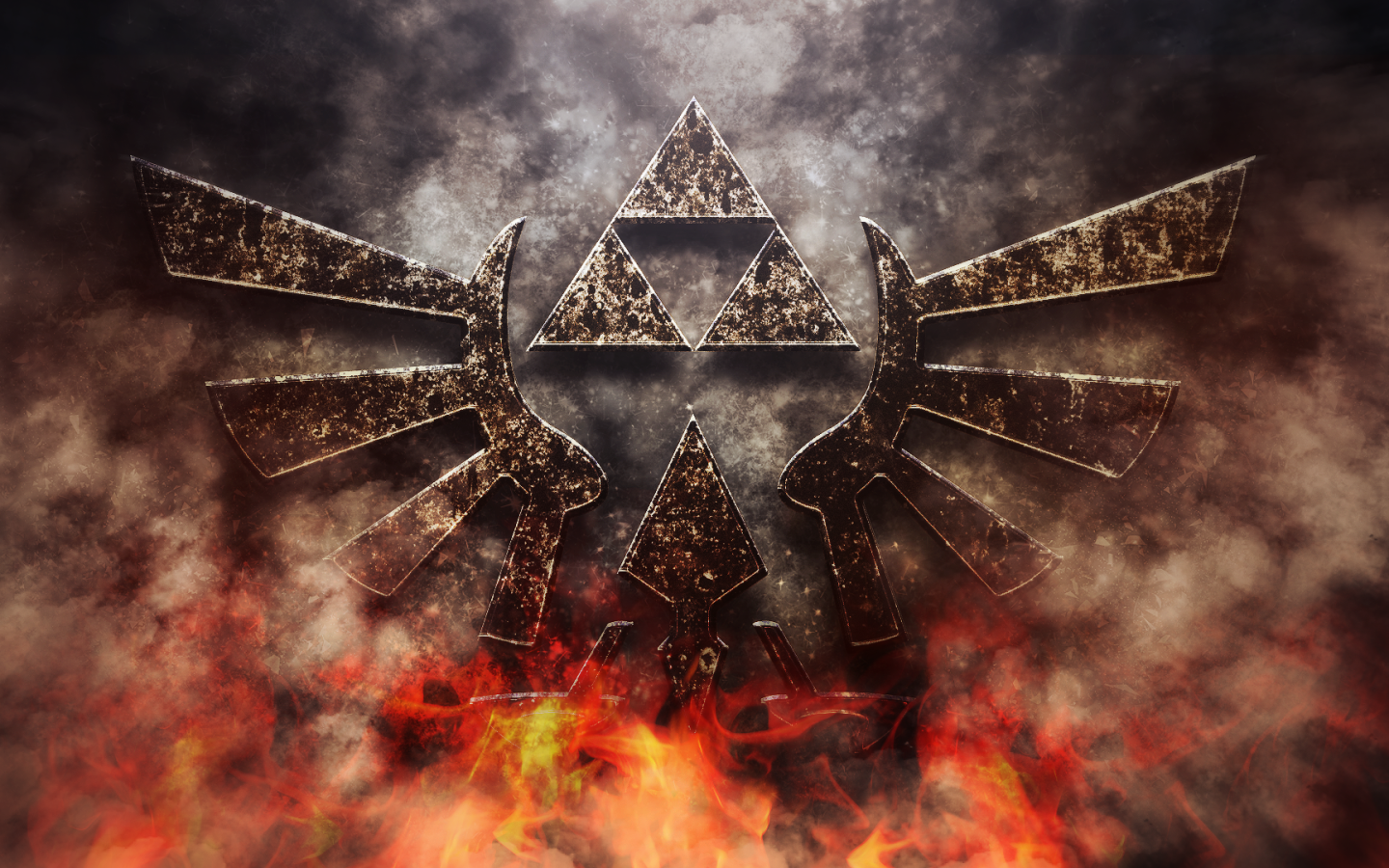 Символ игры The Legend of Zelda в огне