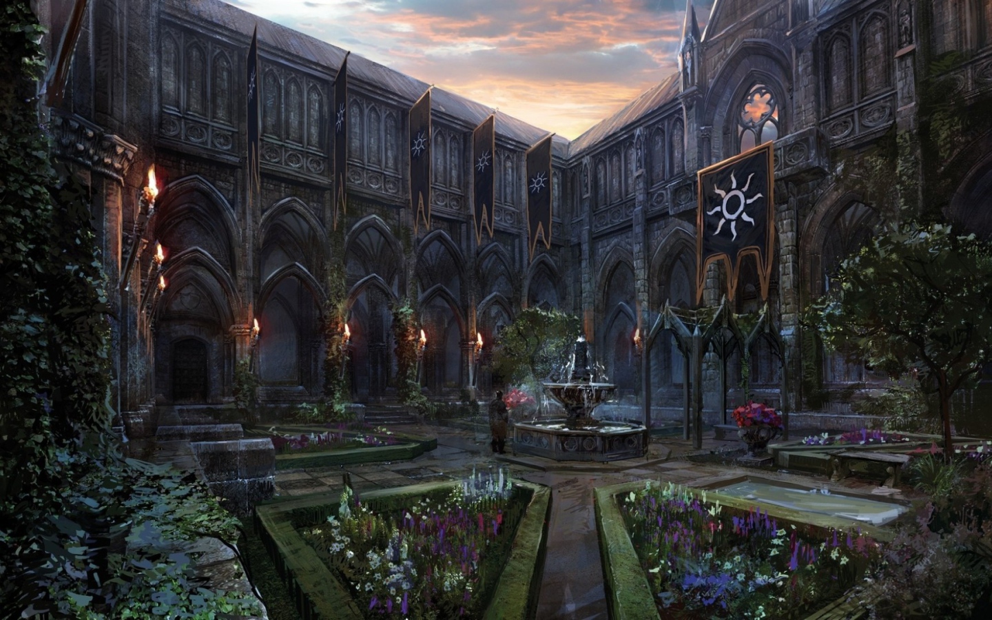 Внутренний двор дворца в игре The Witcher 3 Wild Hunt