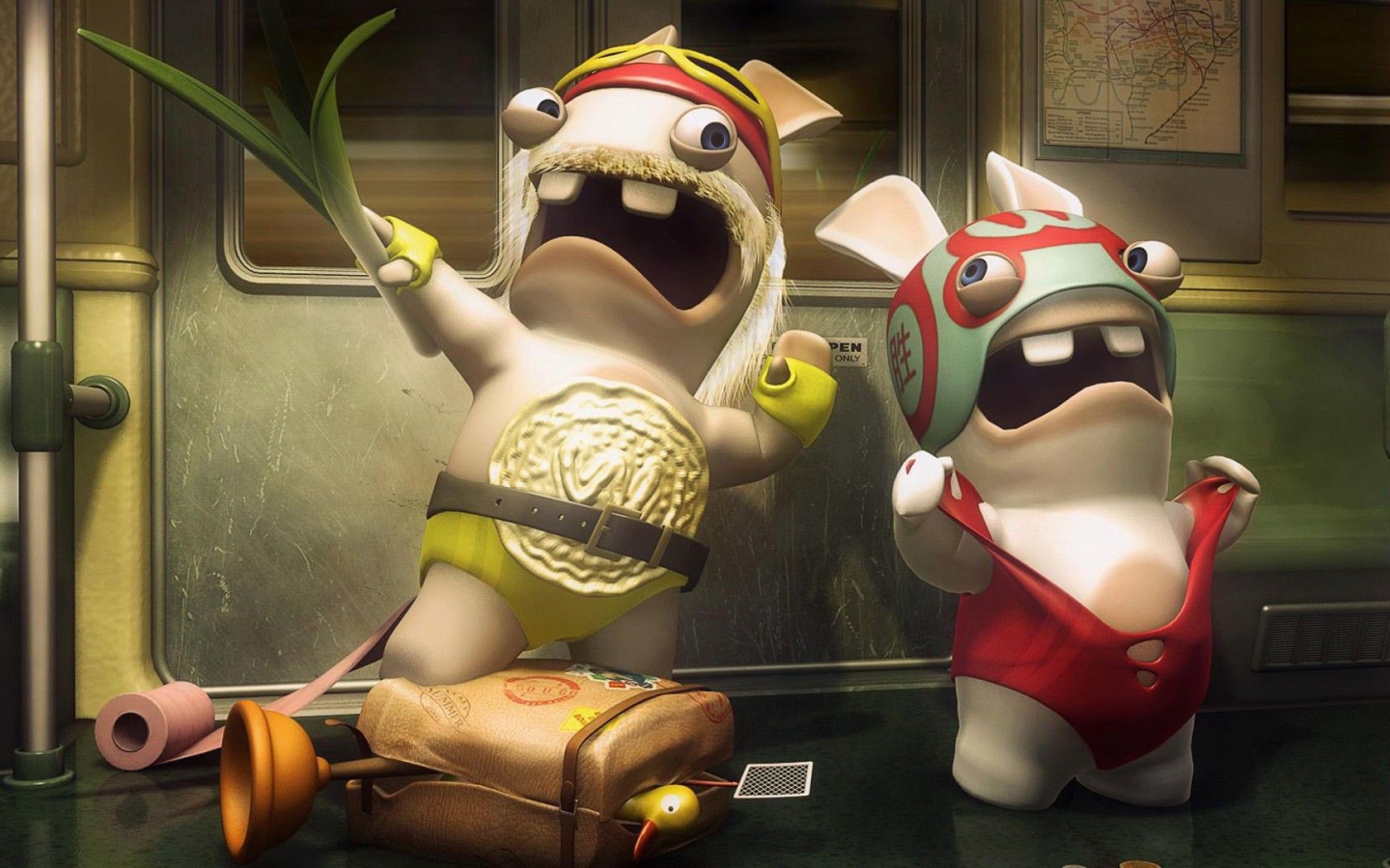 Два персонажа игры Rayman Raving Rabbids