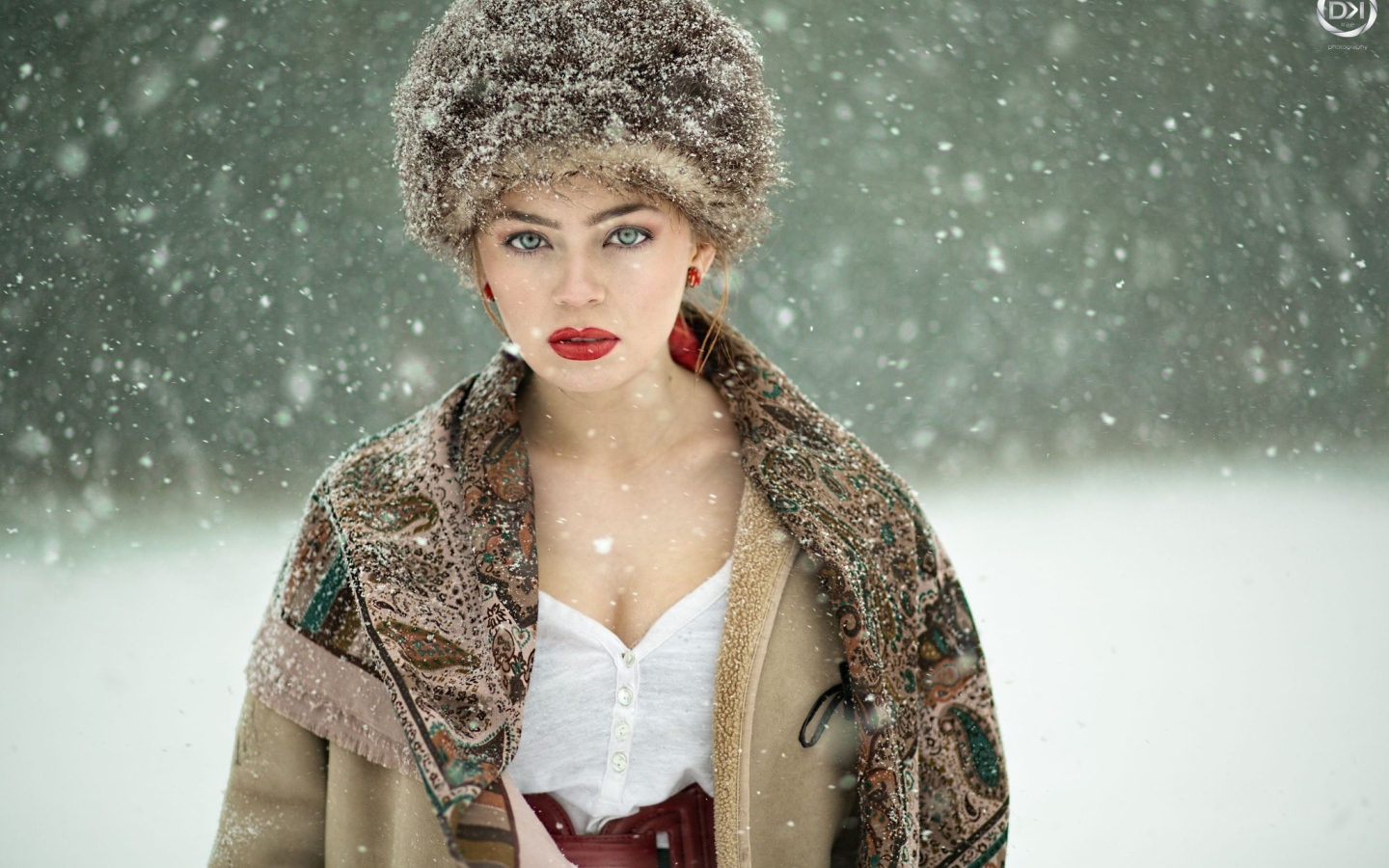 Красавица в меховой шапке