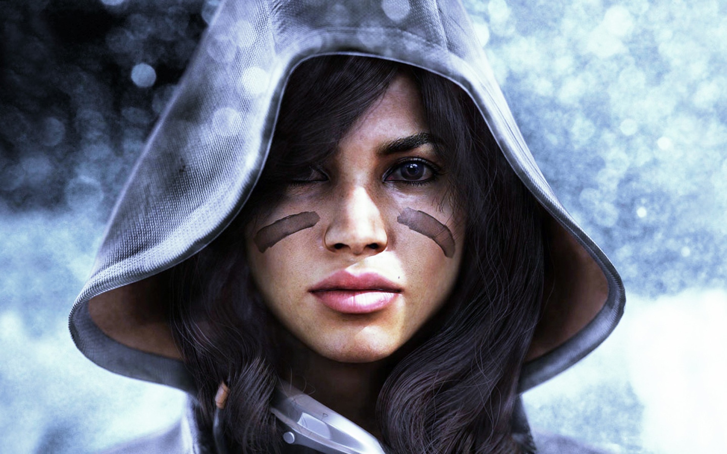 Девушка в капюшоне и боевой раскраске