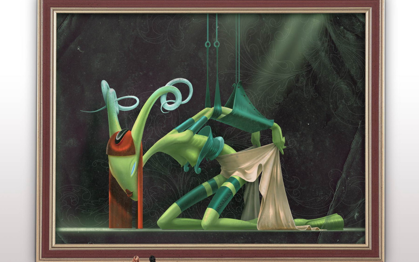 Милая пара смотрит на картину