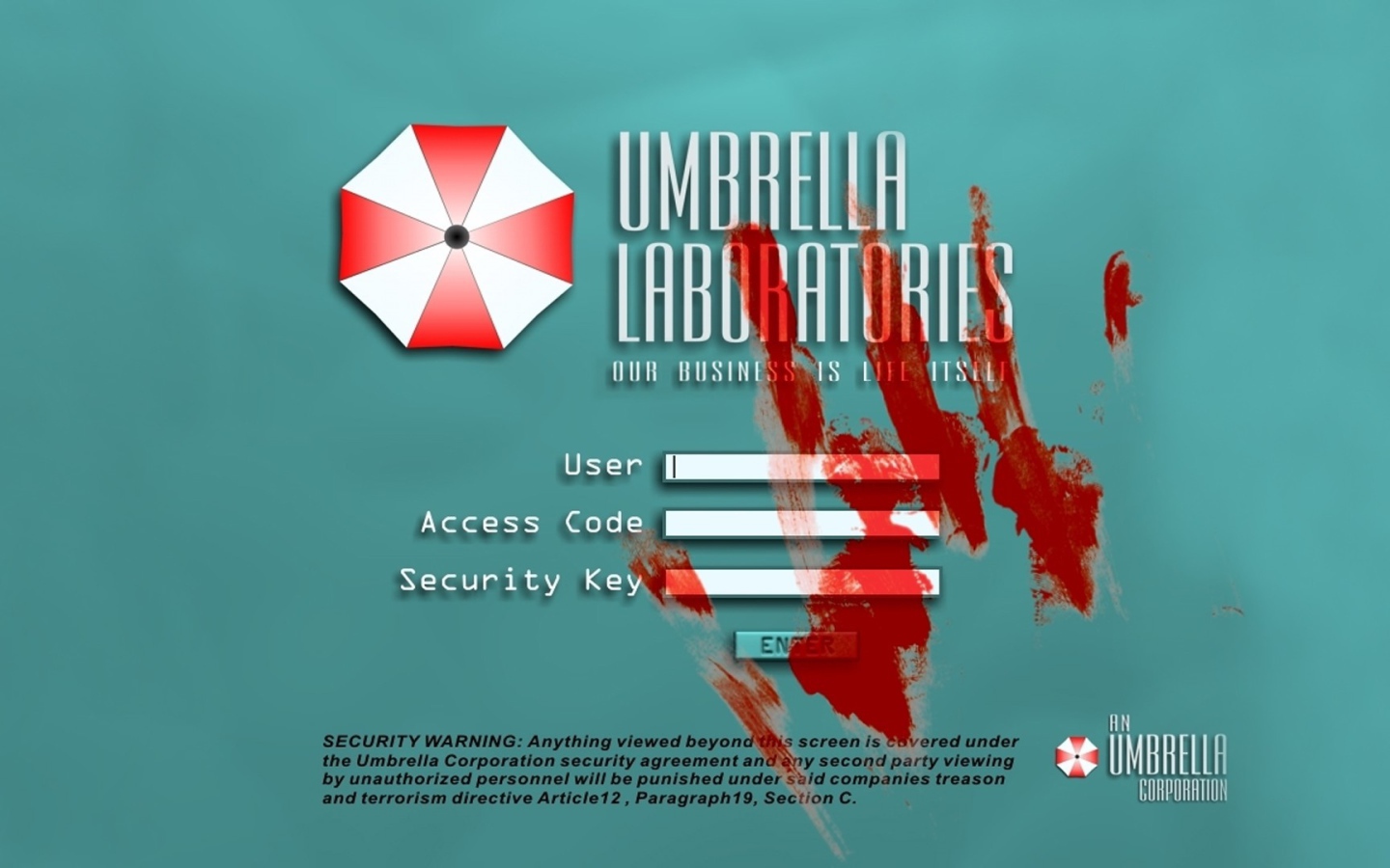 Панель компьютера в фильме Обитель зла