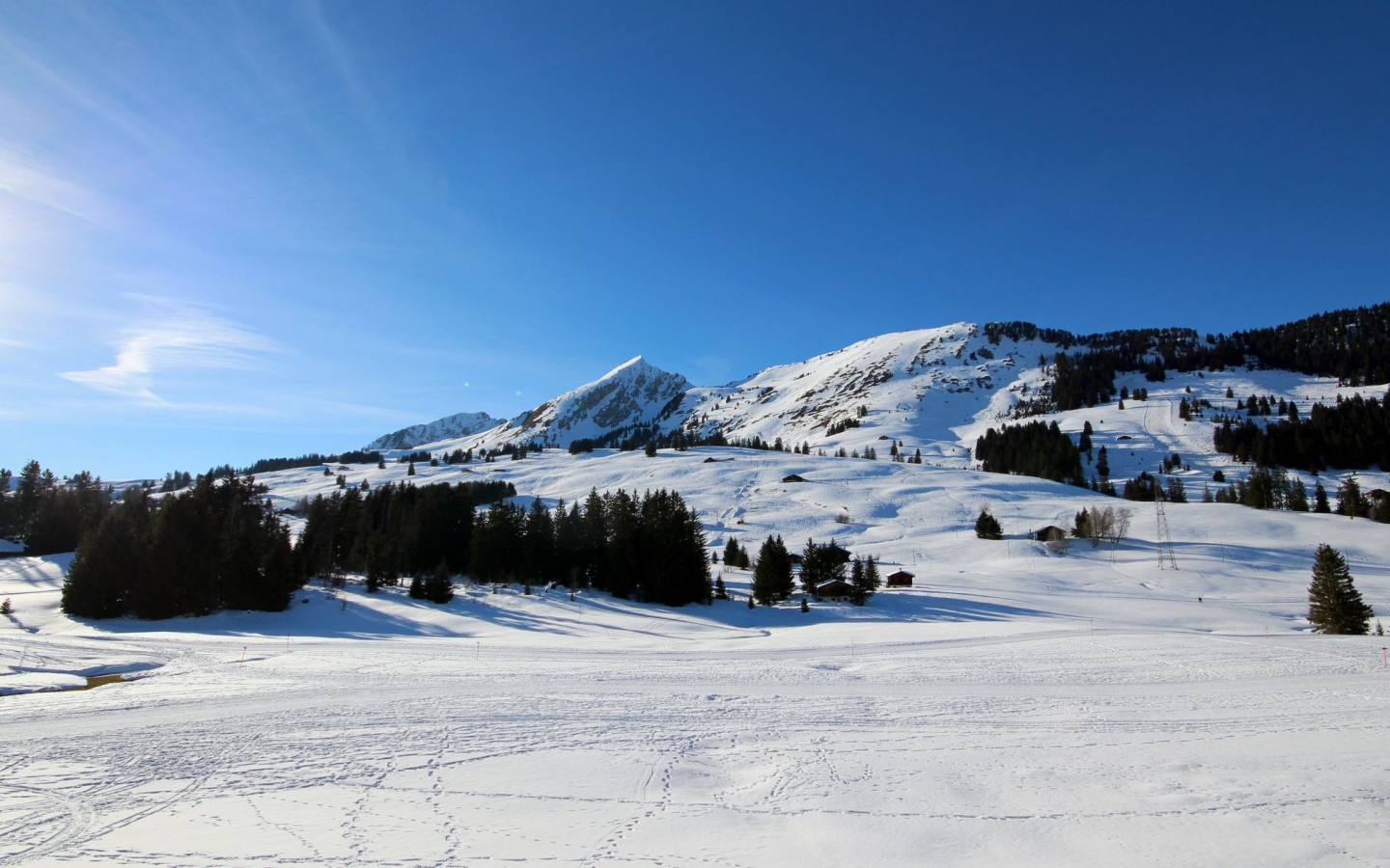 Ski trail in the mountains
