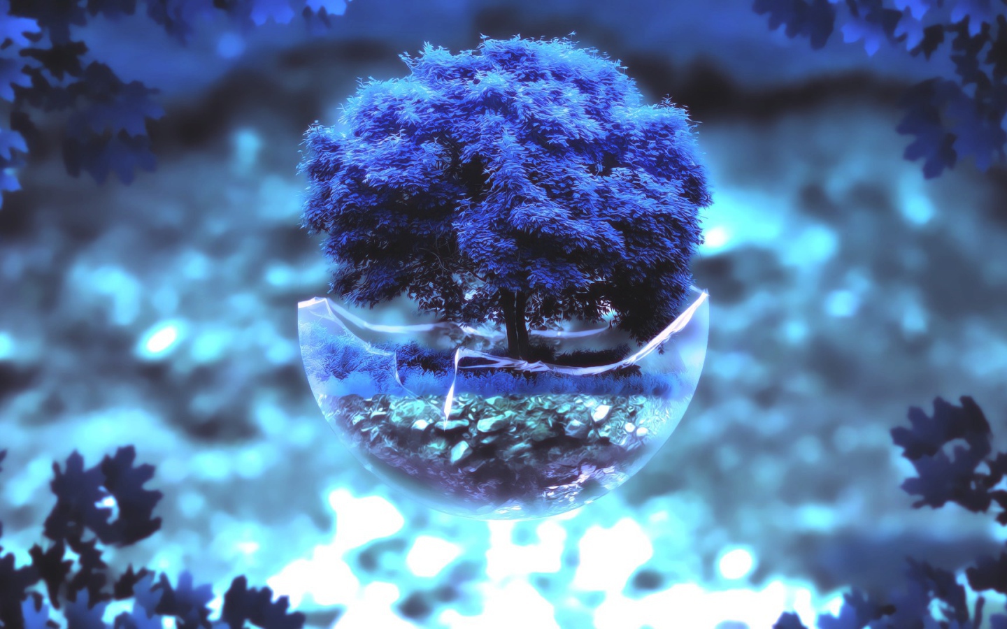 Бонсай с синим деревом