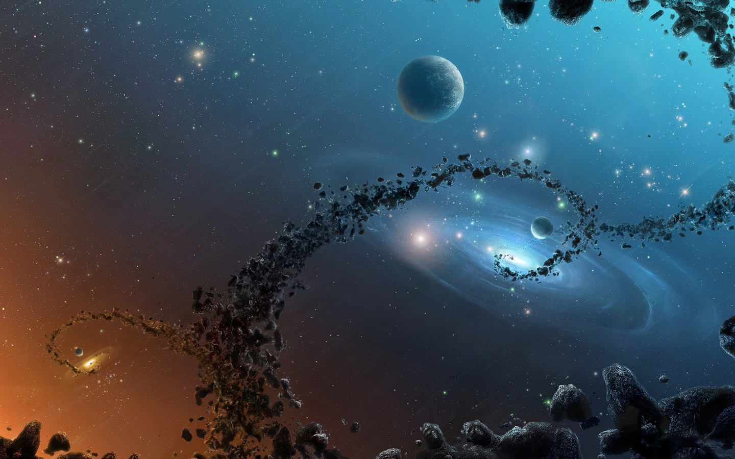 Цепь астероидов между галактиками