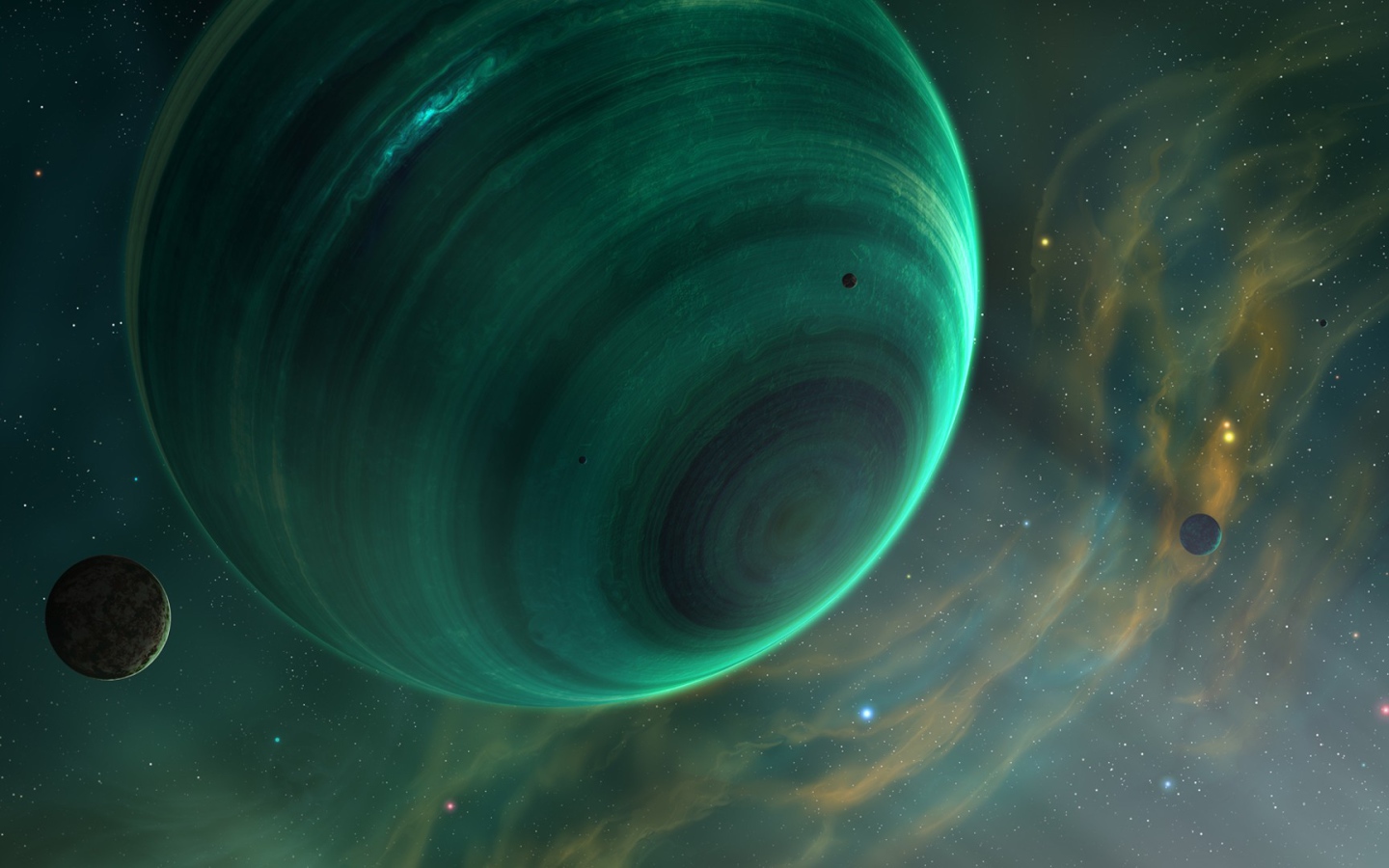 Быстрое вращение зеленой планеты