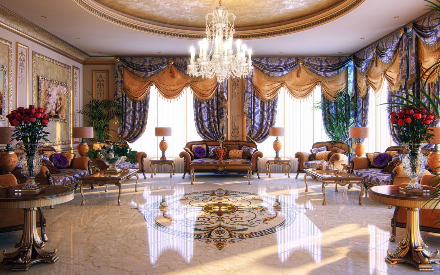 Интерьер гостиной в богатом доме