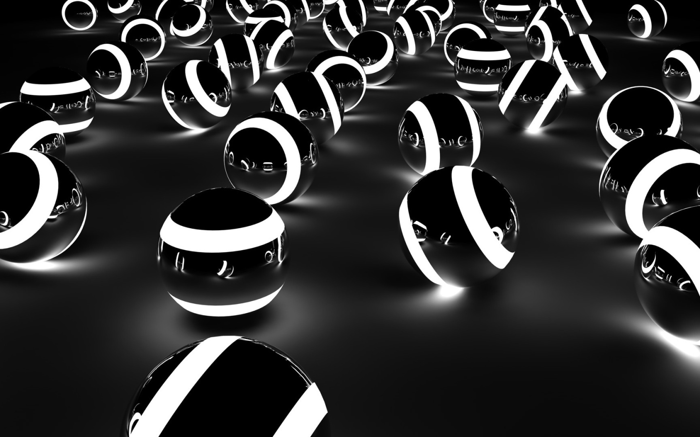 Черно белые шары 3D графика 