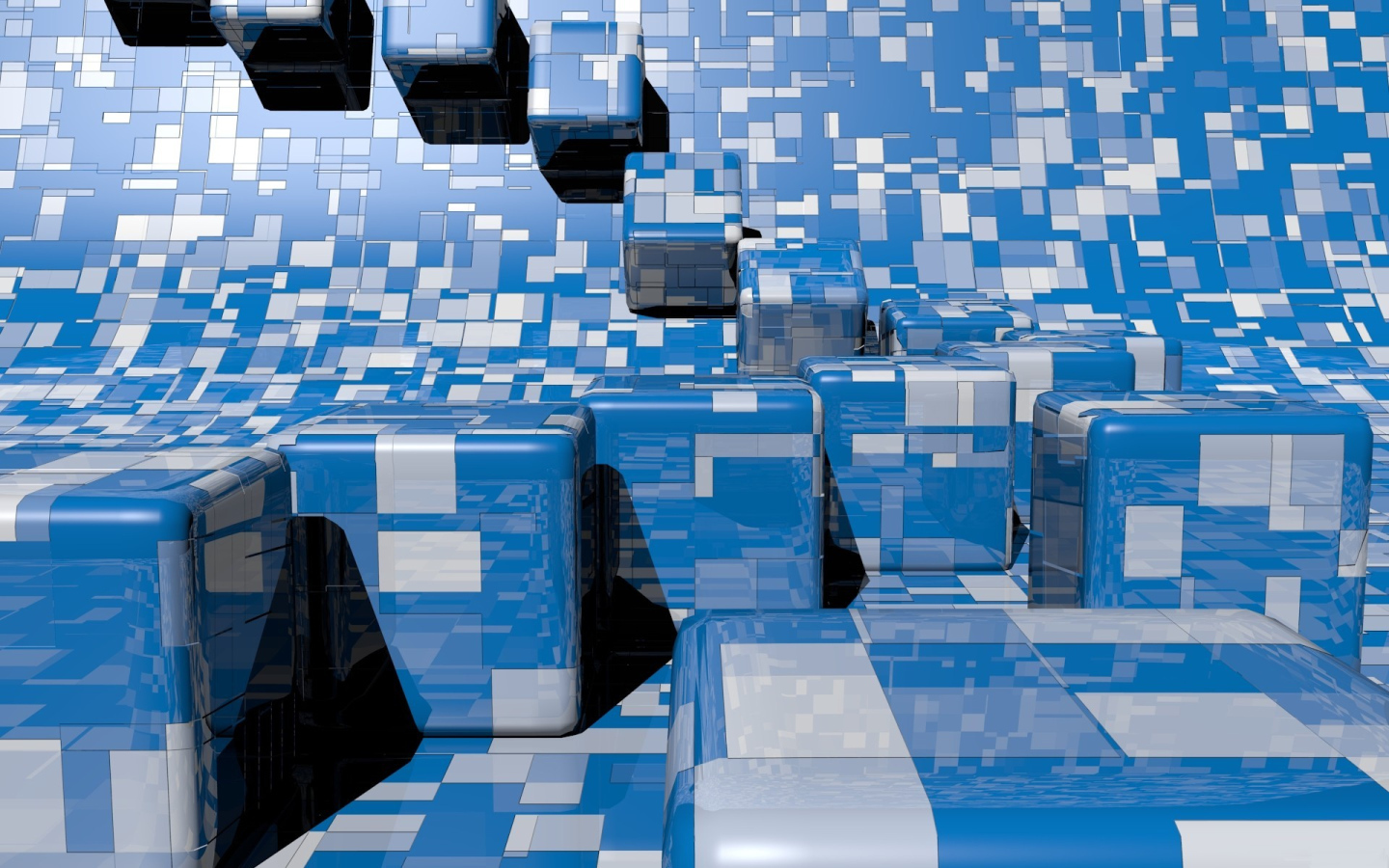 Сине - белые кубы 3D графика 