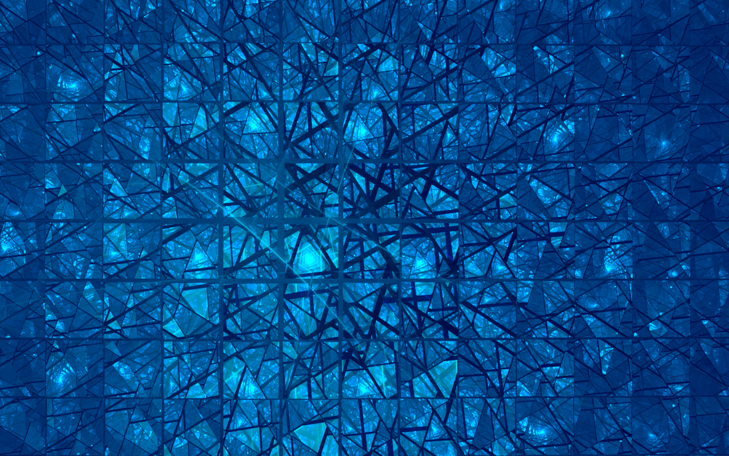 Синий фрактальный рисунок с зеркальными квадратами