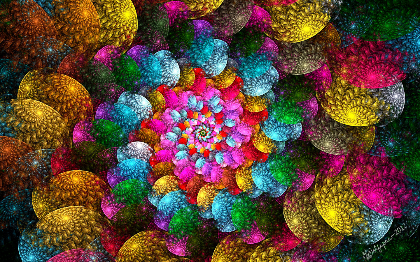 Яркий красочный спиральный абстрактный рисунок 