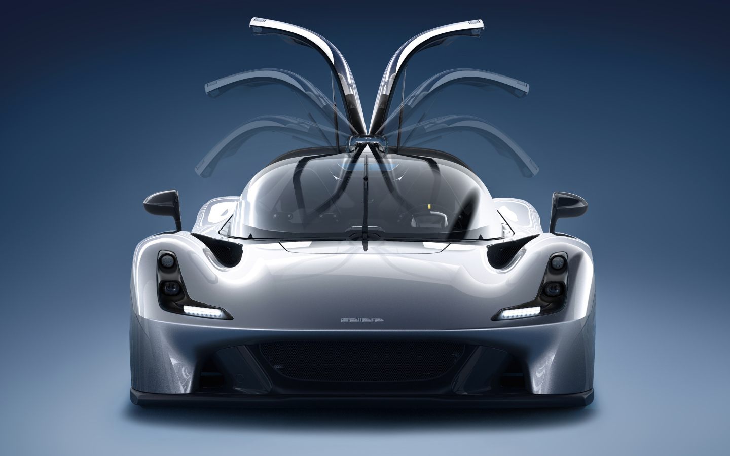 Серебристый автомобиль Dallara Stradale вид спереди